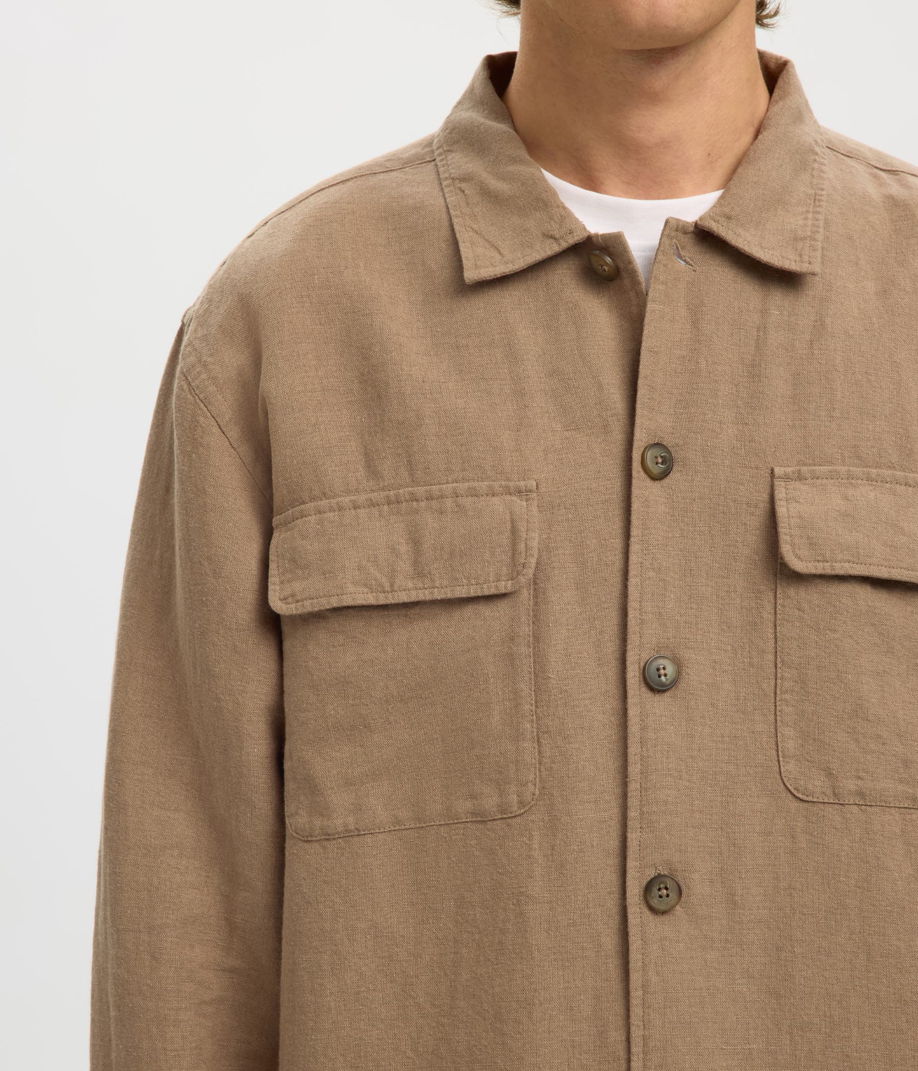 SLH-LEROY SUN OVERSHIRT LS NOOS. (Caribou) - D.O. Design Only