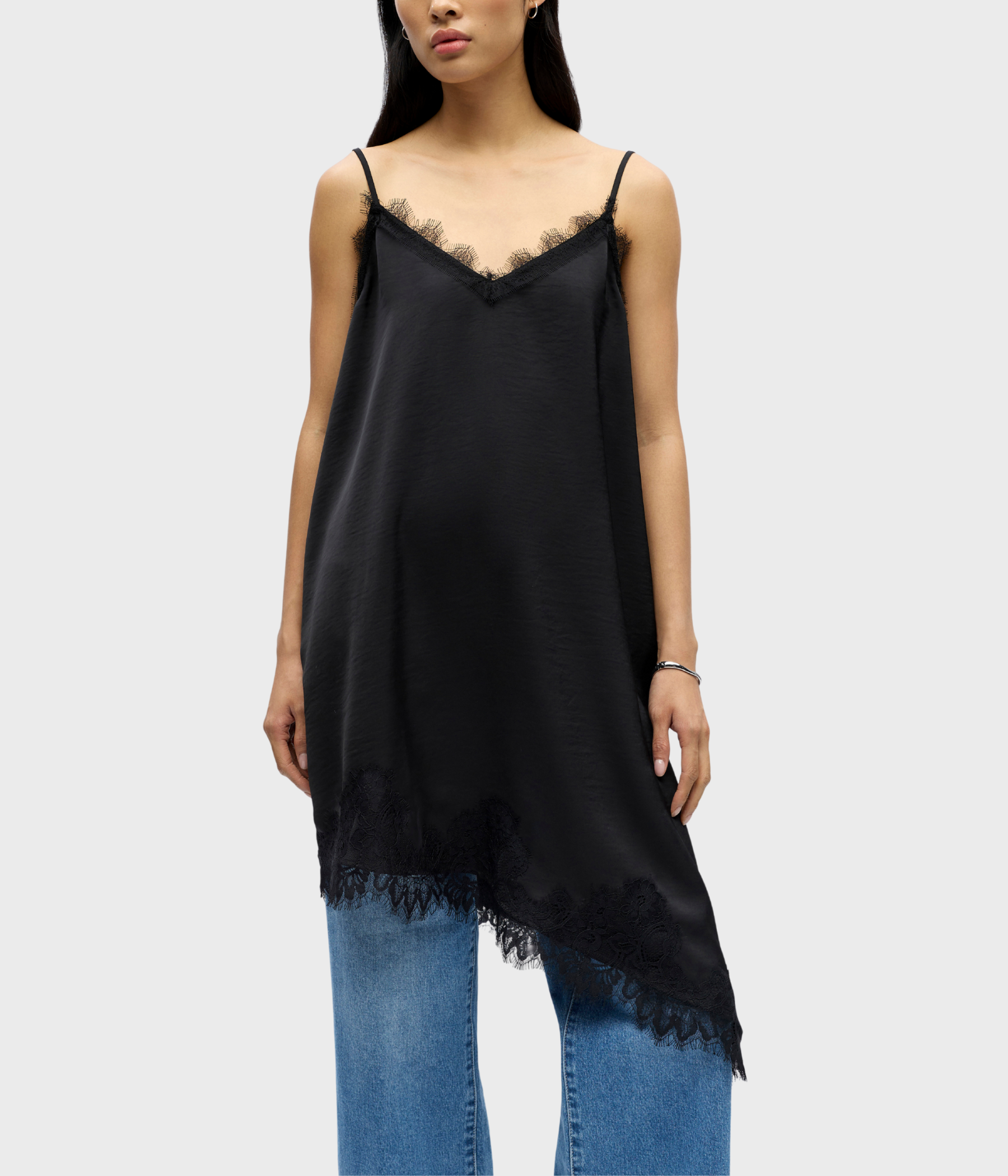 OBJNALINE REG SLIP LACE DRESS E VIP 26 (Black)