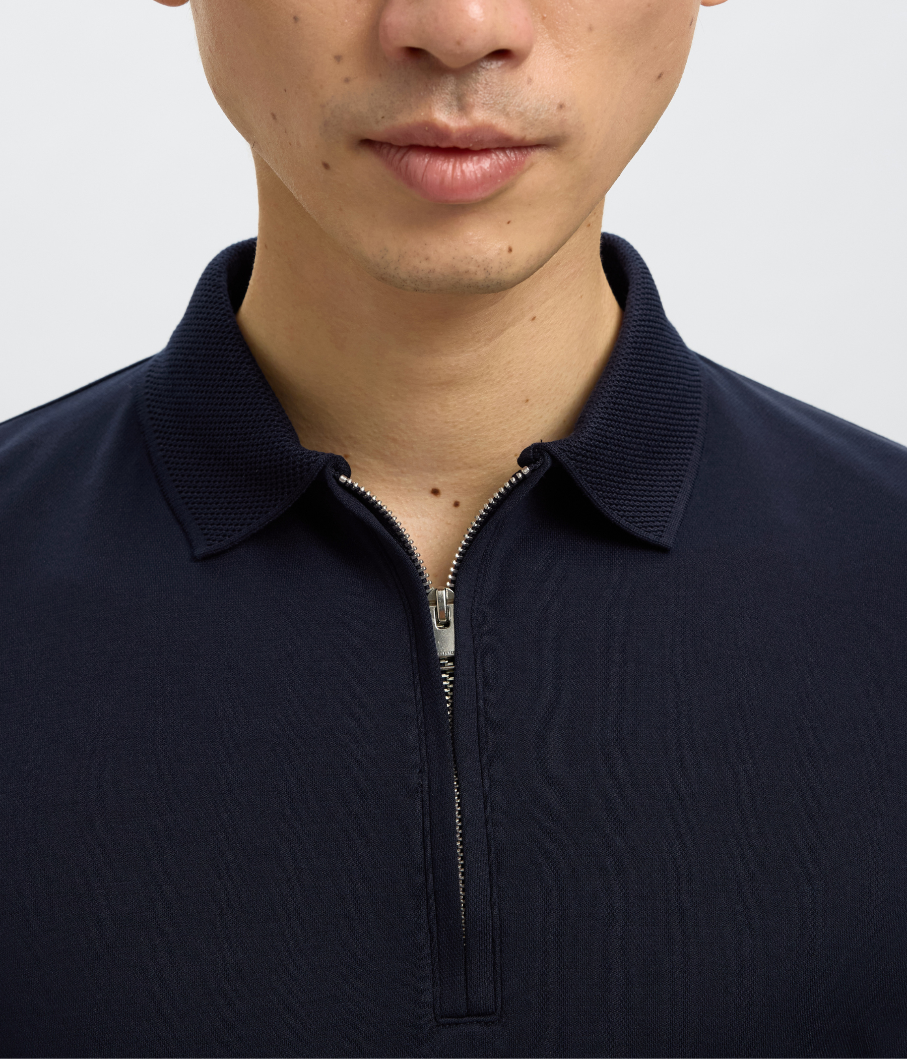 SLHFAVE ZIP SS POLO NOOS. (Sky Captain)