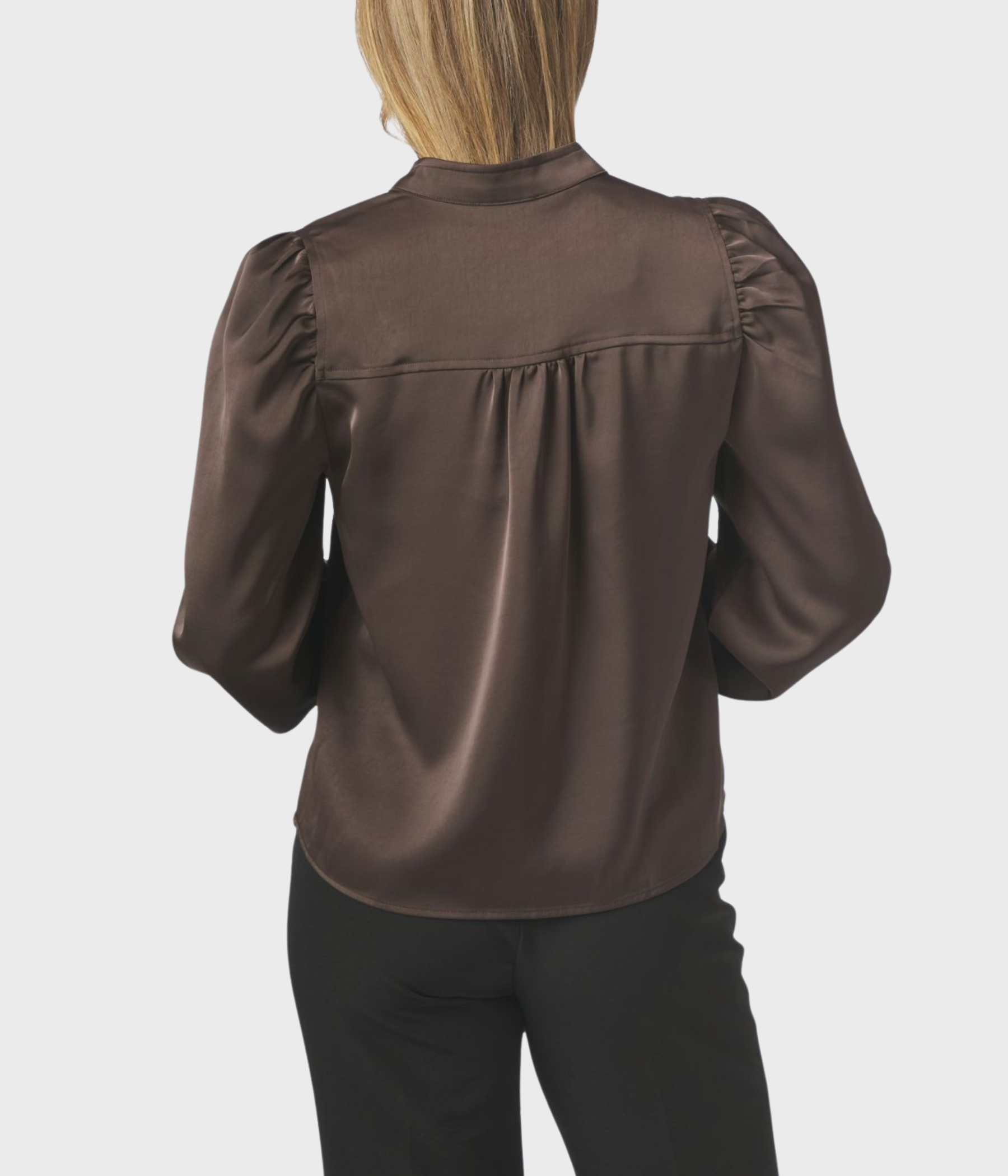 Rosslyn Heavy Sateen Blouse. (DARK BROWN)