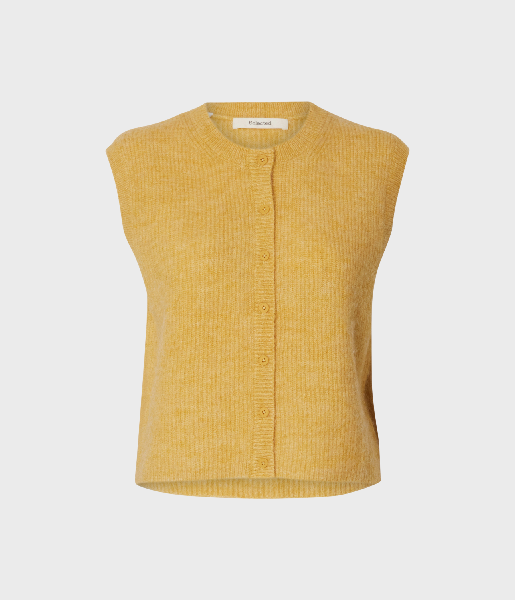 SLFLULU SL BUTTON O-NECK VEST NOOS (Ochre Detail:MELANGE)