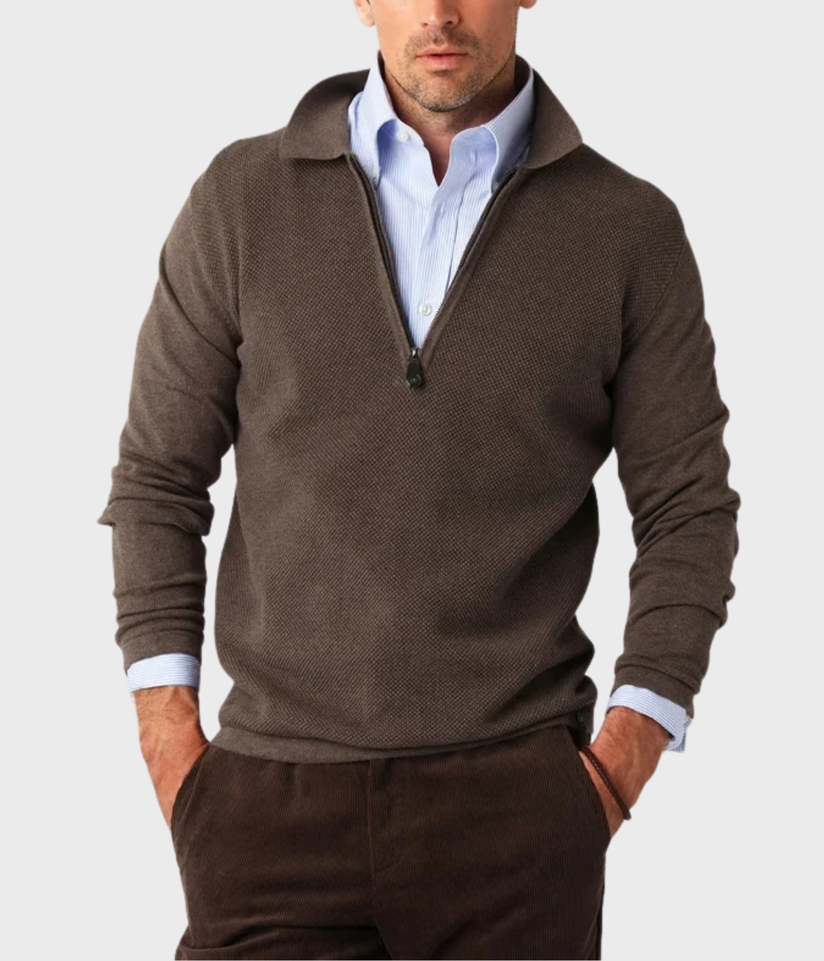 Cotton Half Zip (NOUGAT)