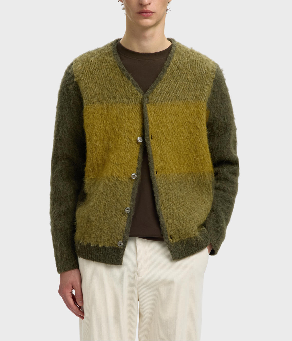 Slmrai Ls Knit Block Cardigan (Forest Night Stripes:Fir Green / Willow)