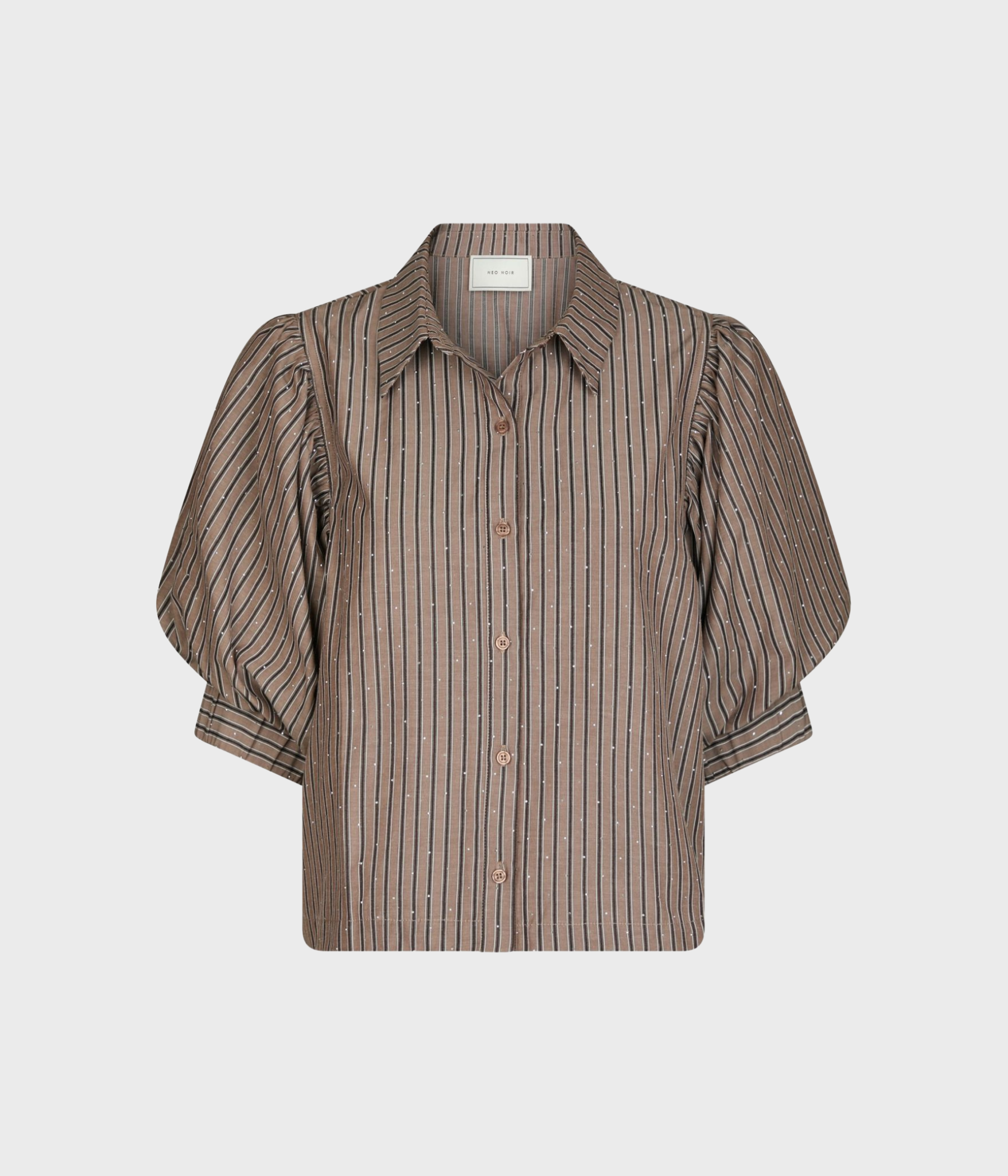Etta Soft Stripe Stone Shirt. (Brown)