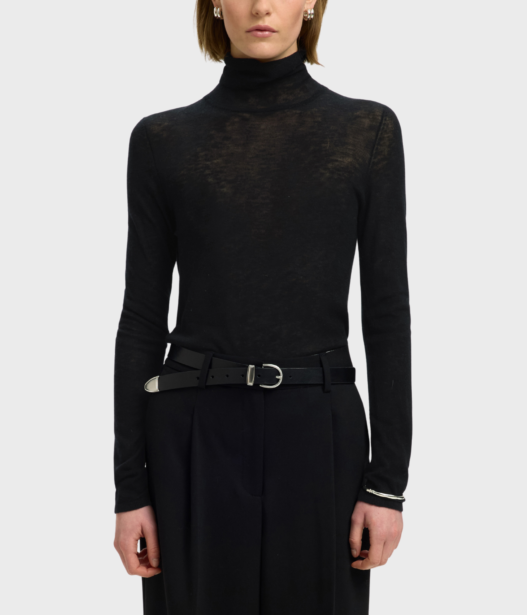 Slwvendy Wool Ls Knit Roll Neck Noos (Black)