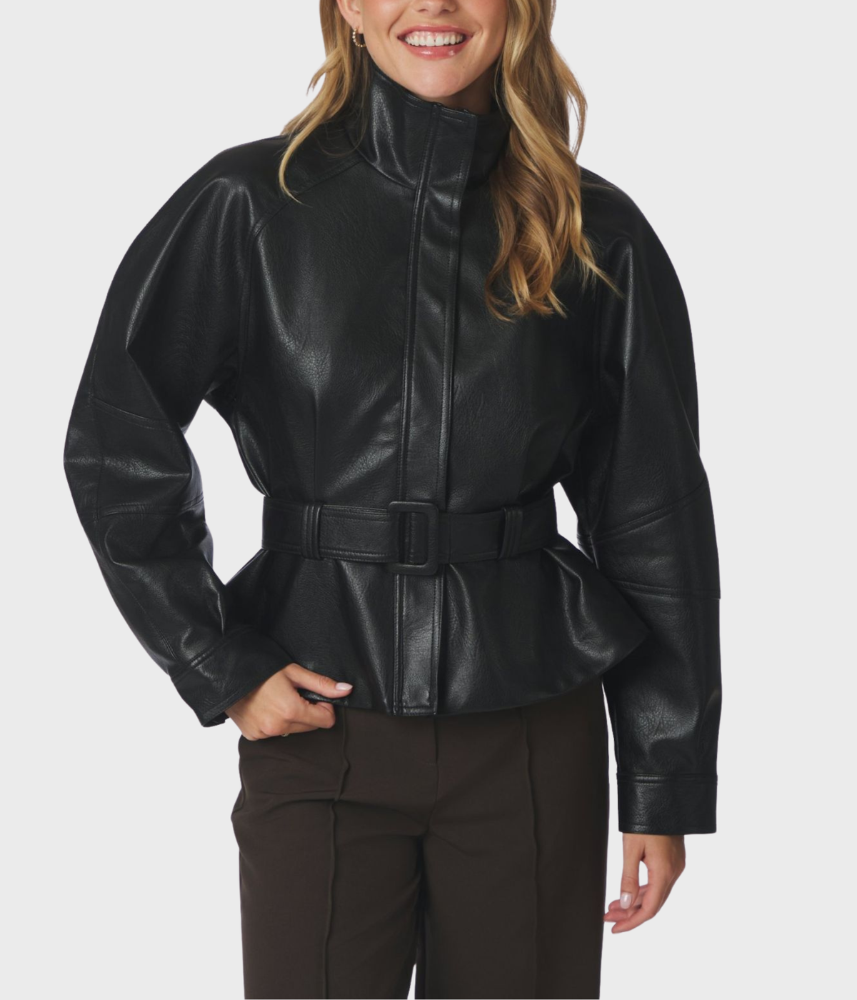 Jaclyn Faux Leather Jacket (100 Black)