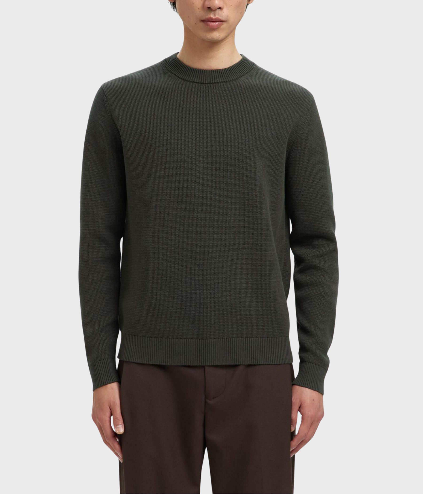 SLHDANE LS KNIT STRUCTURE CREW NECK NOOS. (Sky Captain)
