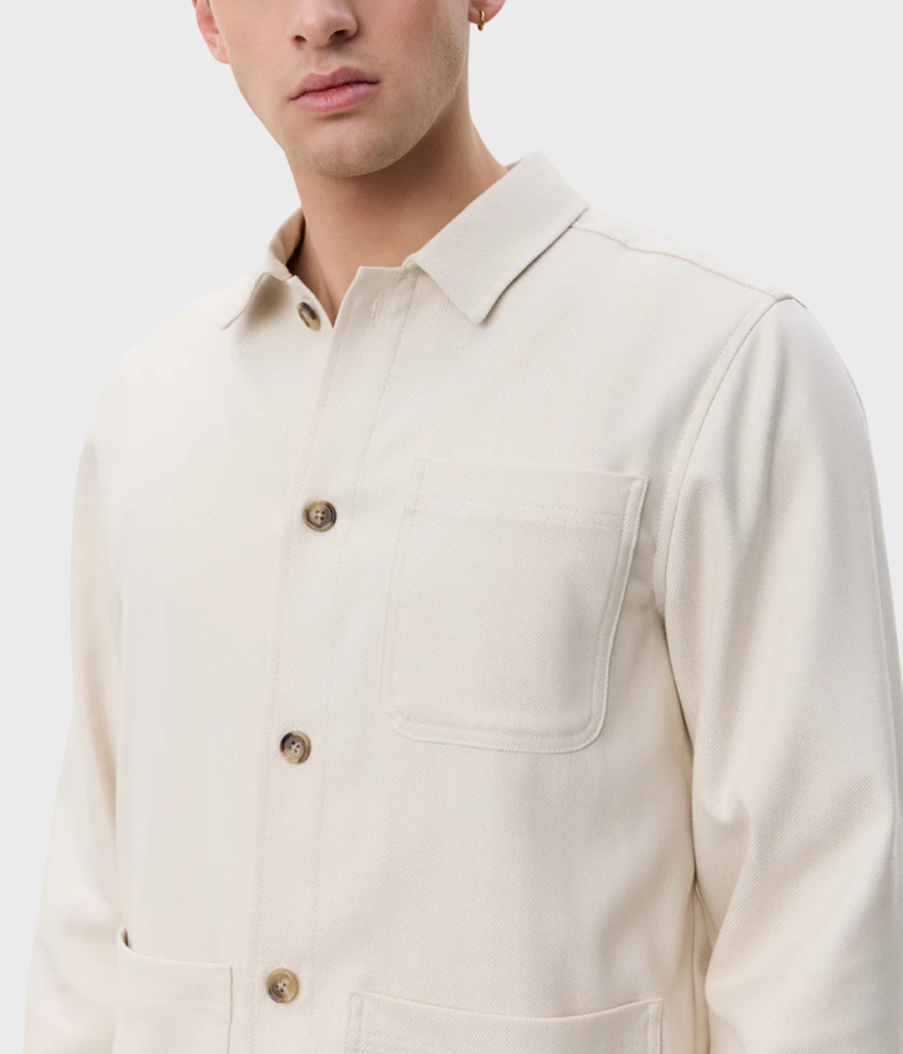 Herringbone Overshirt (215 Ivory)