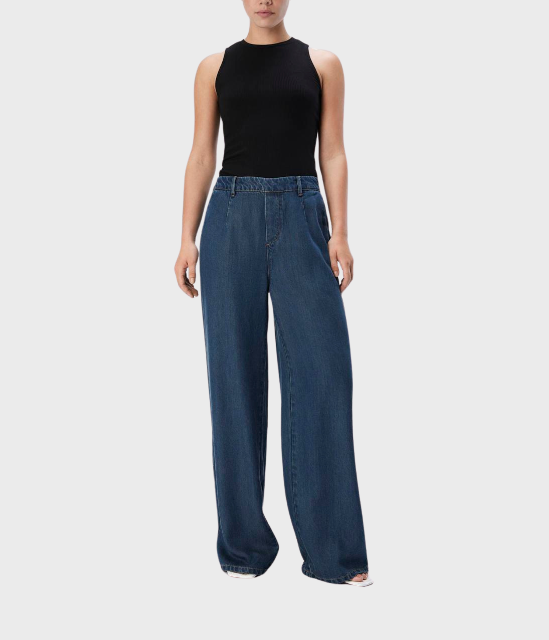 OBJFRAME LISA WIDE MW PANTS NOOS (Dark Blue Denim)