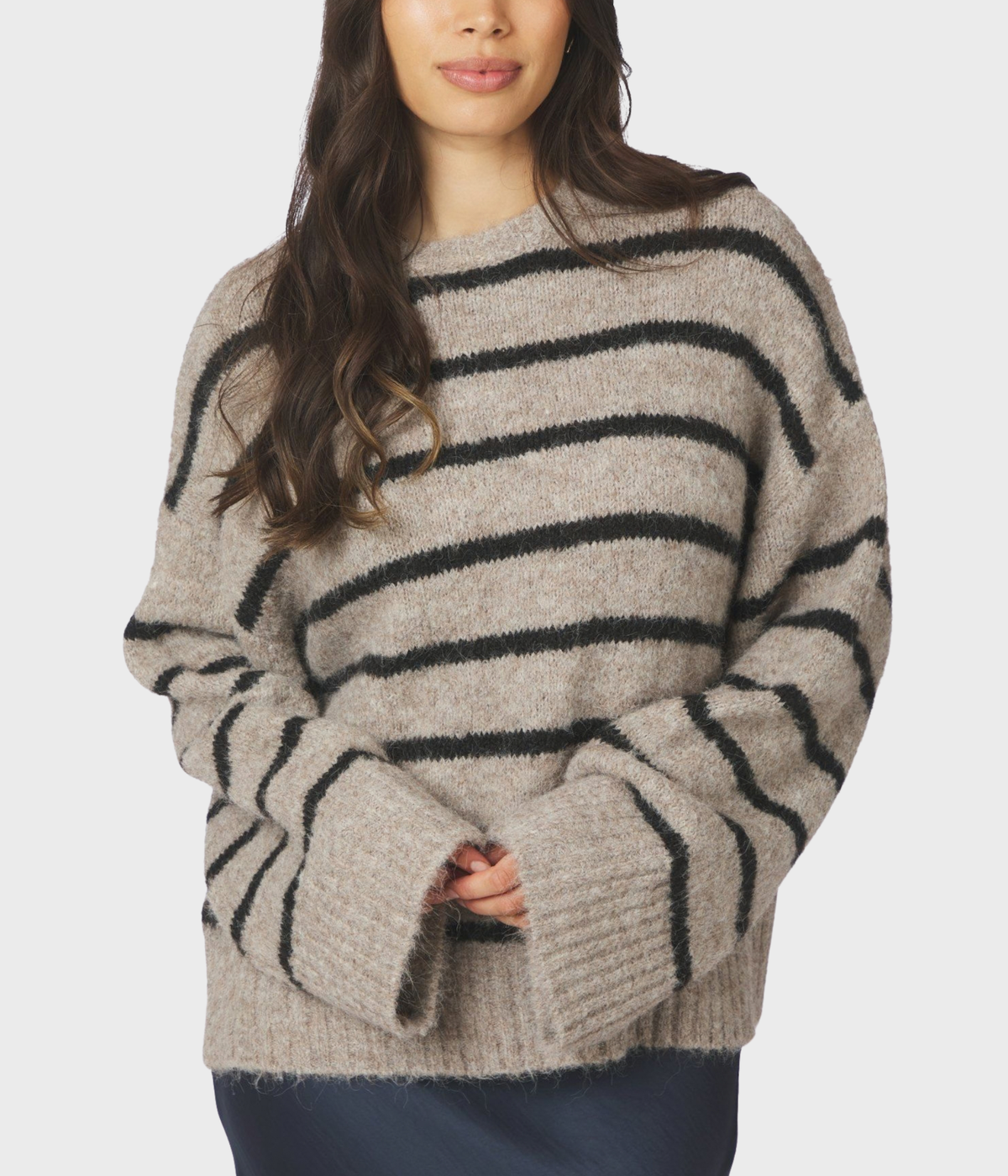 Roeme Fluffy Stripe Knit (976 Beige Melange)