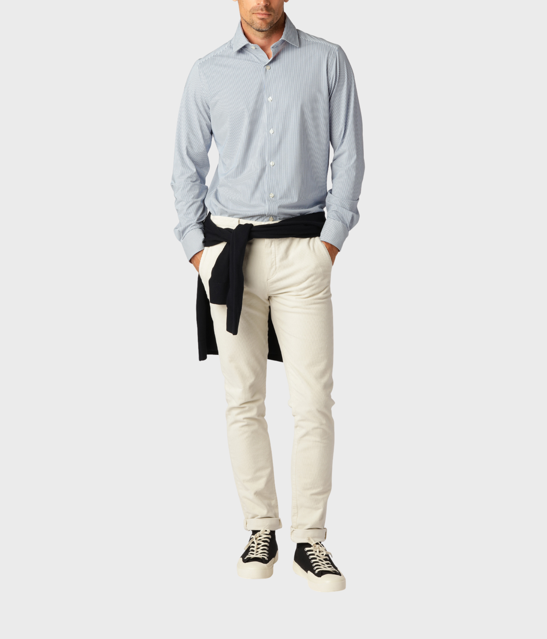 Stretch Shirt. (Blue Pinstripe)