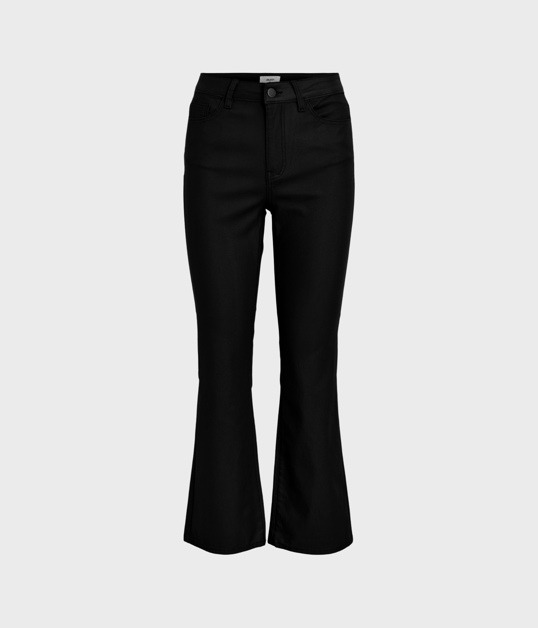 OBJBELLE MW 7/8 COATED FLARED PANT NOOS (Black)