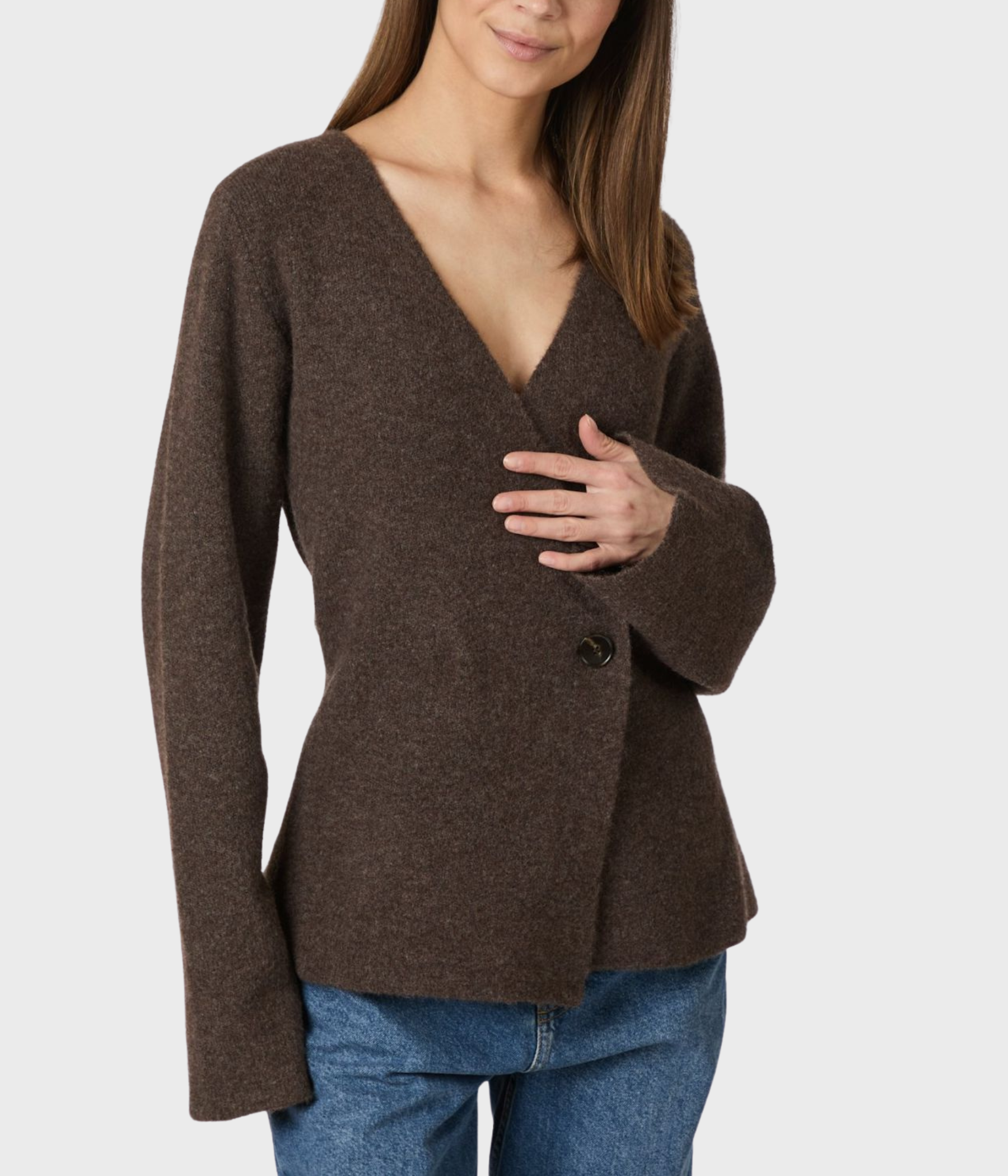 Marie Louise Knit Cardigan (205 Brown Melange)