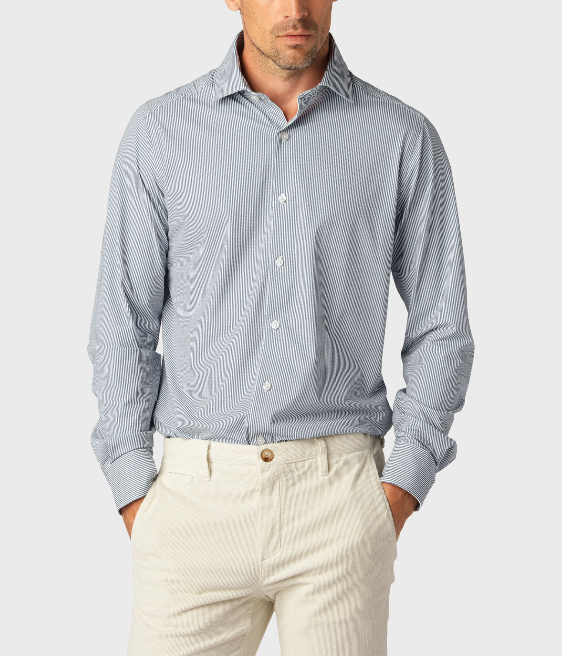 Stretch Shirt. (Blue Pinstripe)