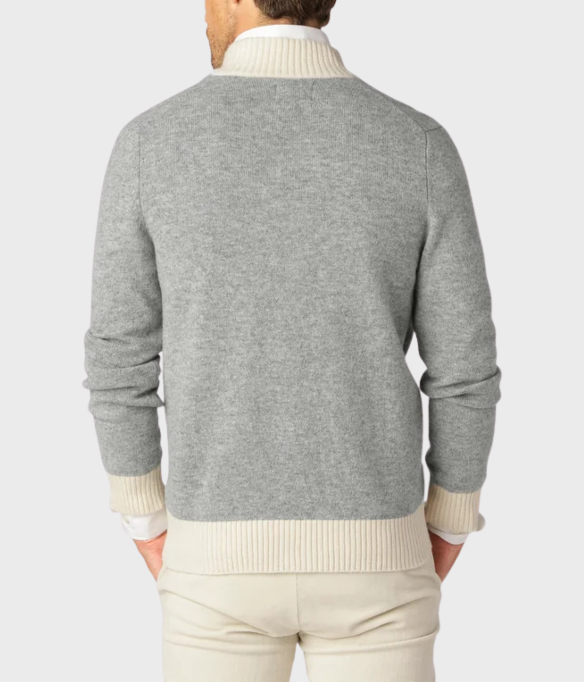 Two Color Cardigan. (Grey Melange)