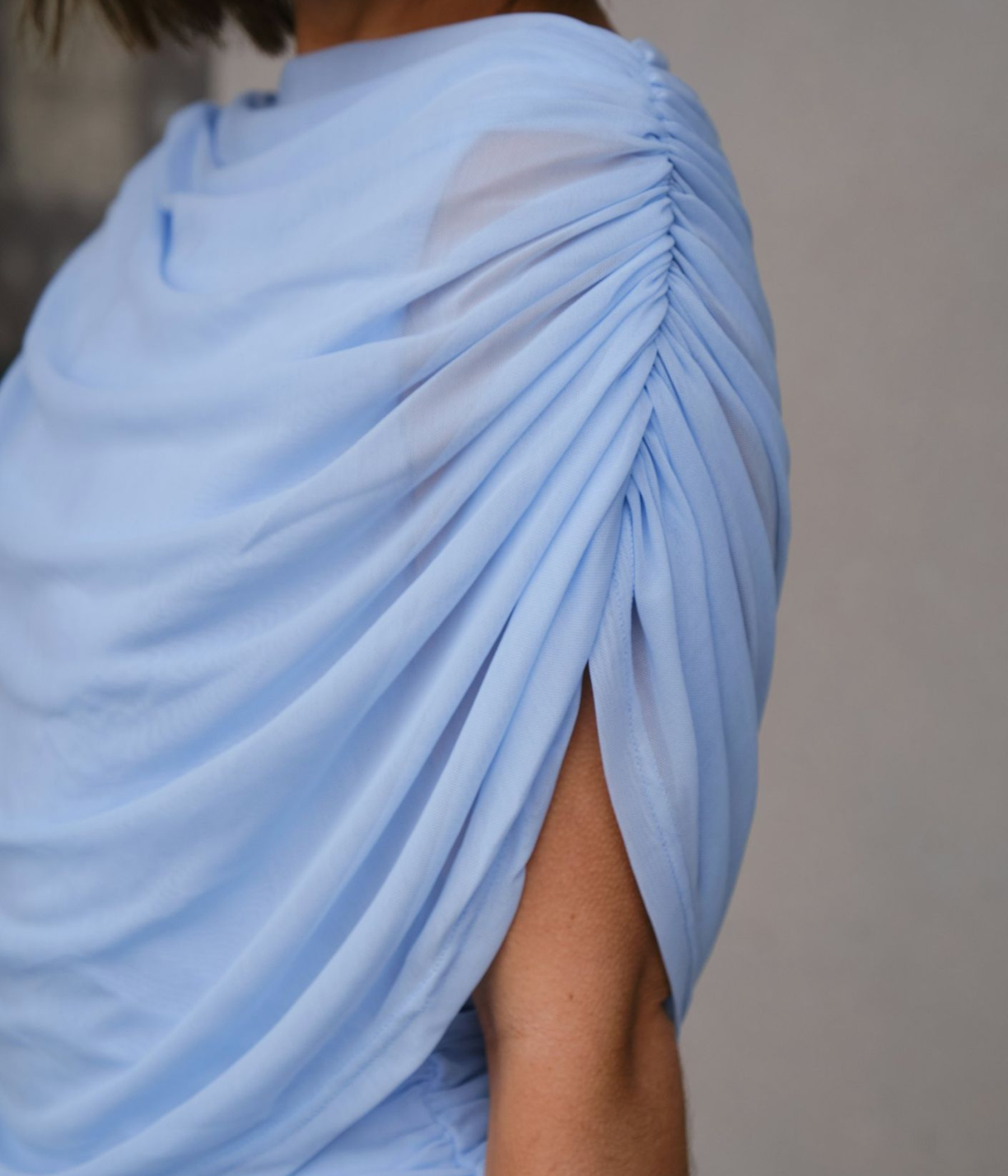 Tottuna Long Drapy Mesh Dress (145 Light Blue) - D.O. Design Only