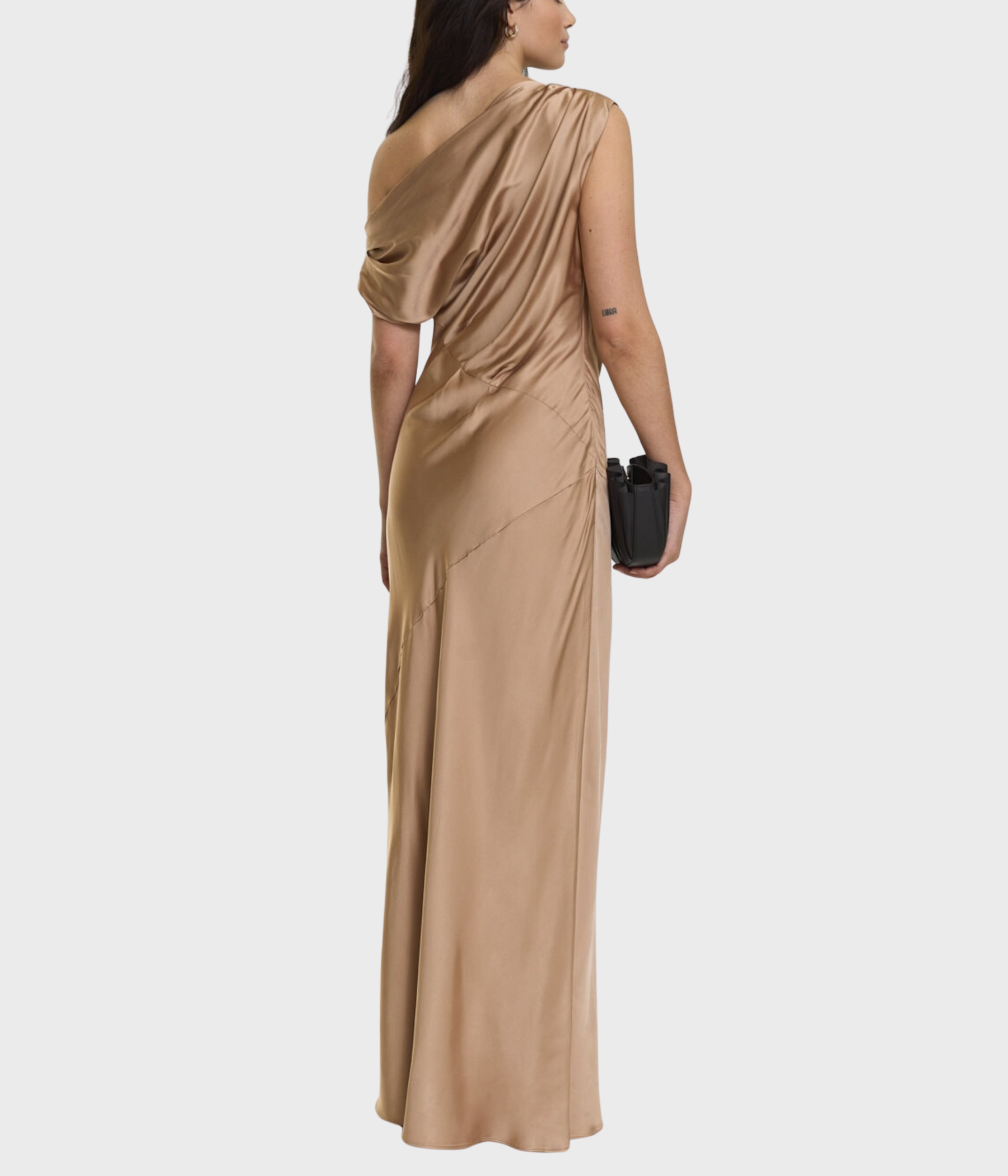 Vanessa Satin Dress (Golden Beige)