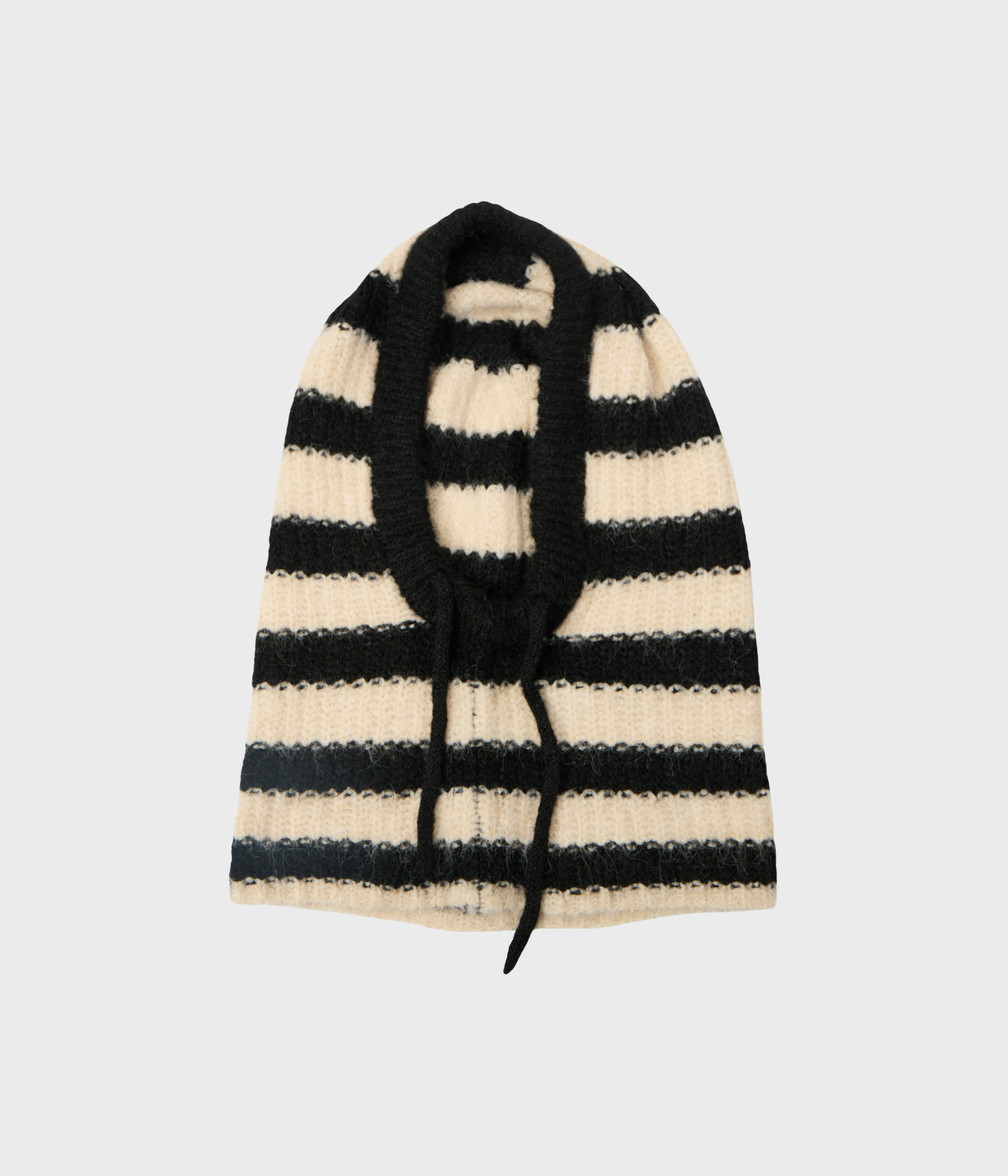 OBJMILU KNIT BALACLAVA REP (Black Stripes:Sandshell)