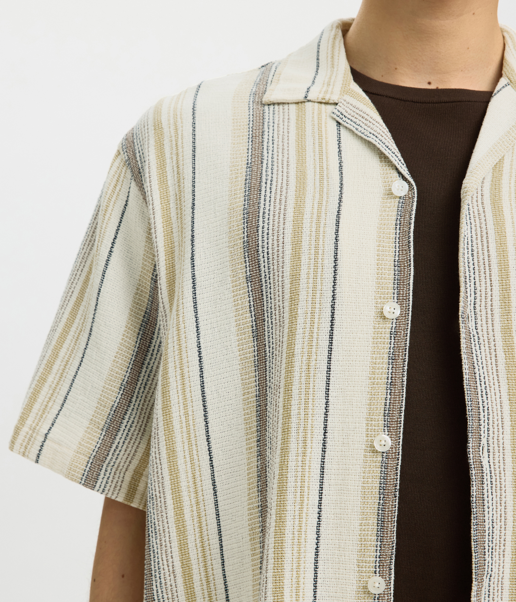 SLHRLXCAL SS SHIRT RESORT (Egret Stripes:Brown Multi) - D.O. Design Only