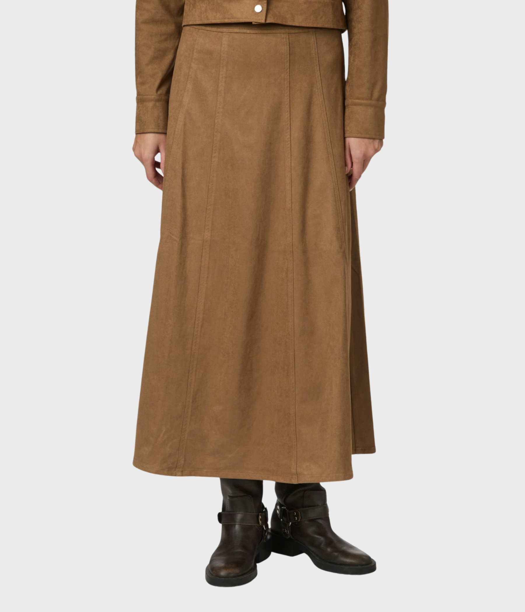 Raya Faux Suede Skirt (604 Cognac)
