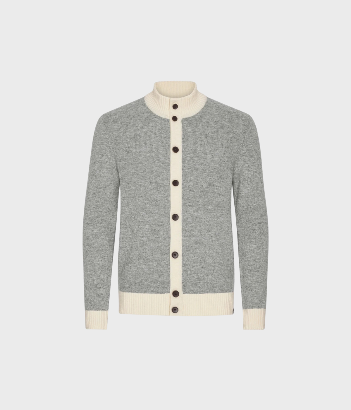 Two Color Cardigan. (Grey Melange)