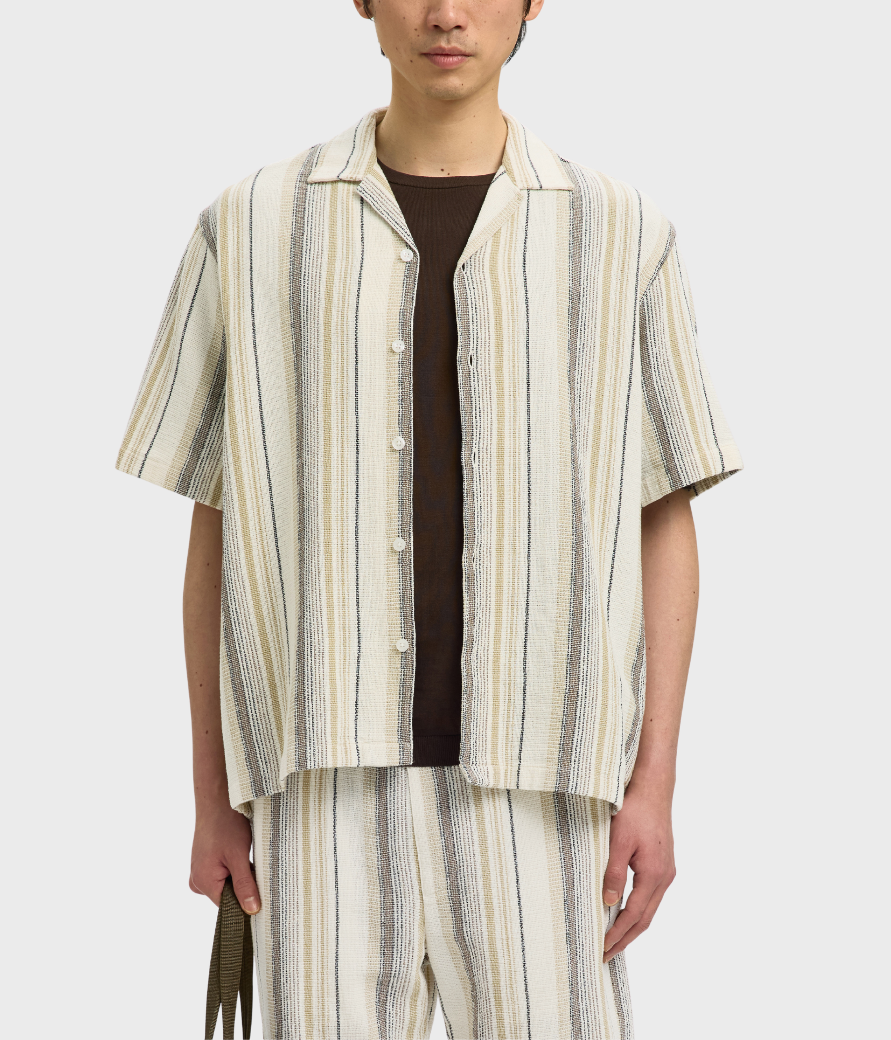 SLHRLXCAL SS SHIRT RESORT (Egret Stripes:Brown Multi) - D.O. Design Only
