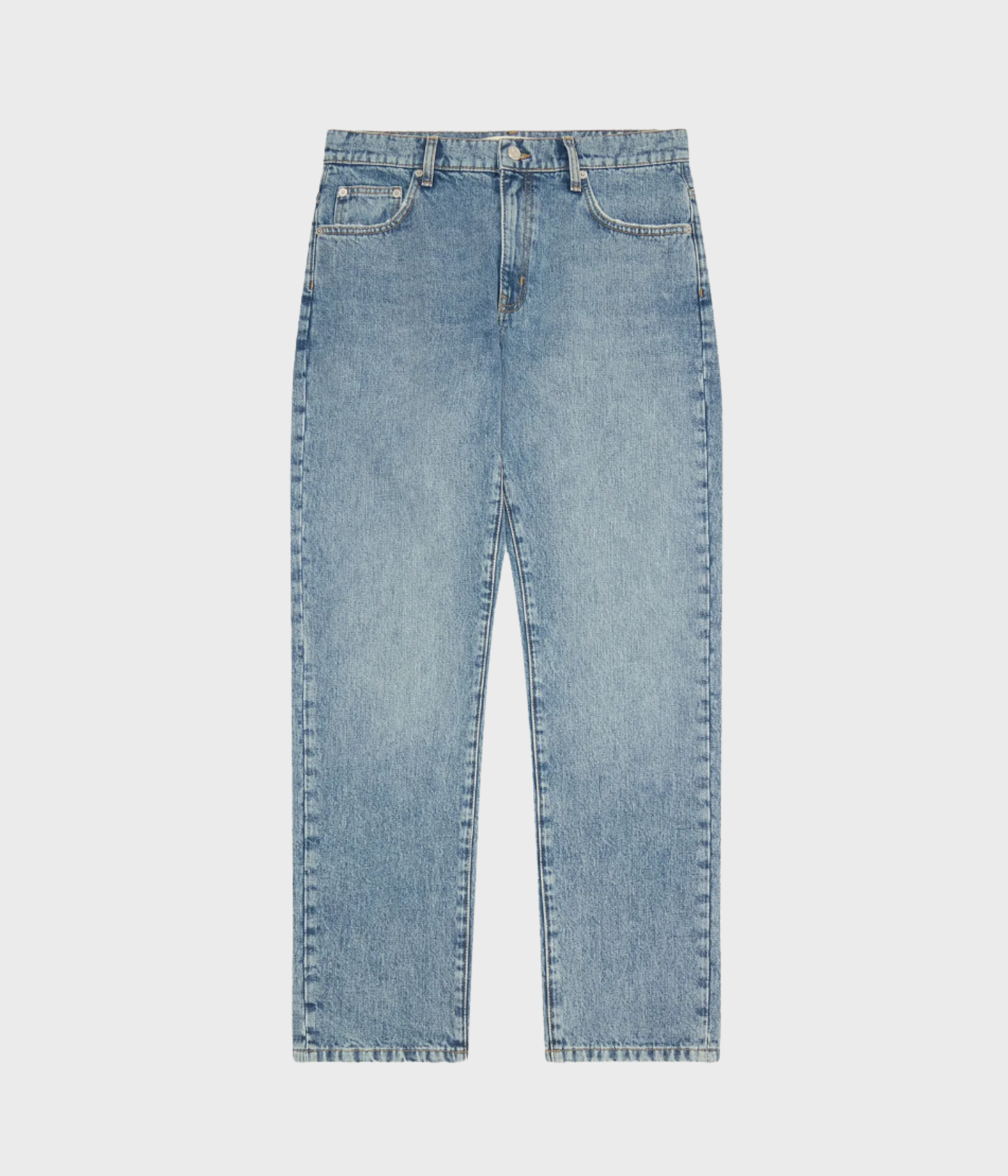 Blå tvättade jeans