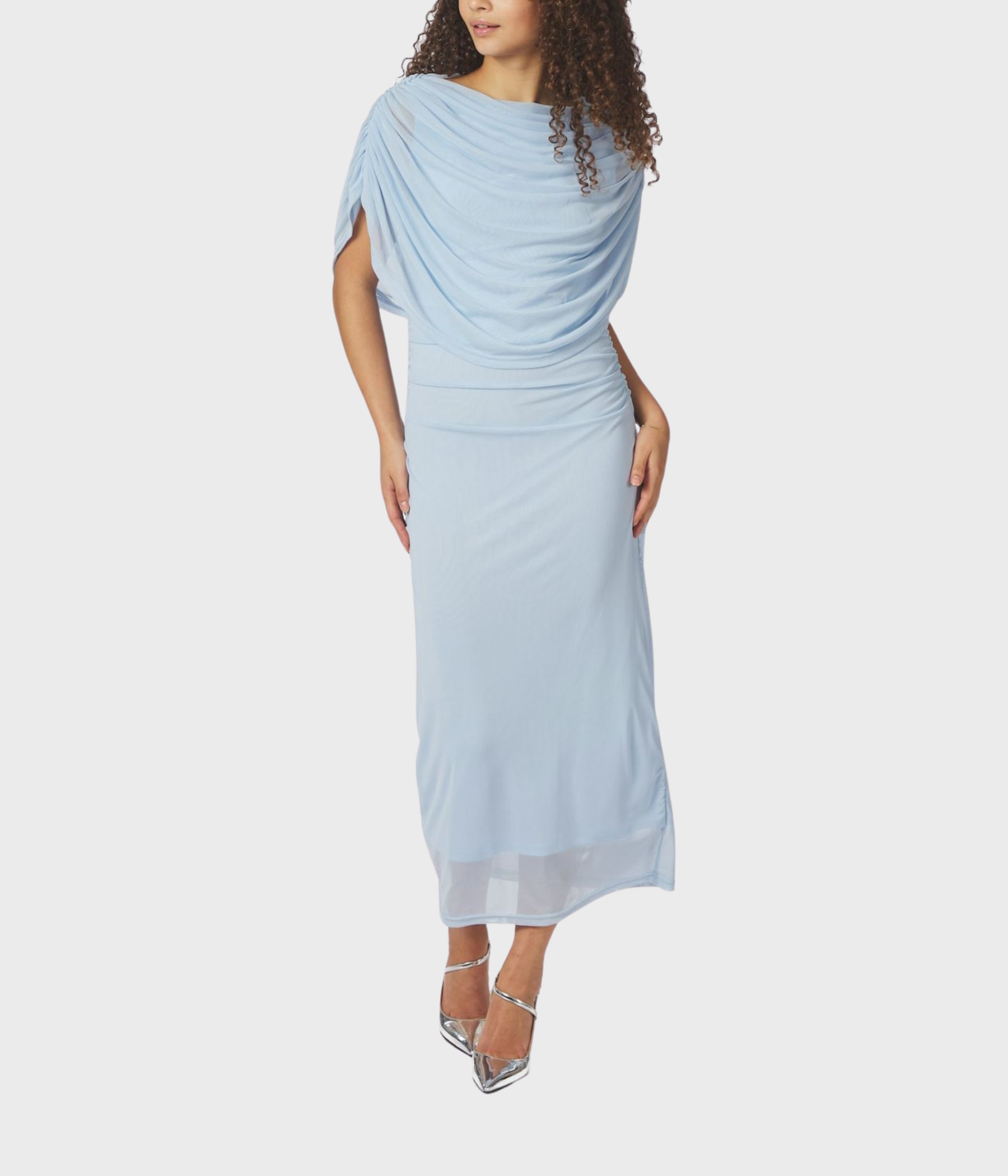 Tottuna Long Drapy Mesh Dress (145 Light Blue) - D.O. Design Only