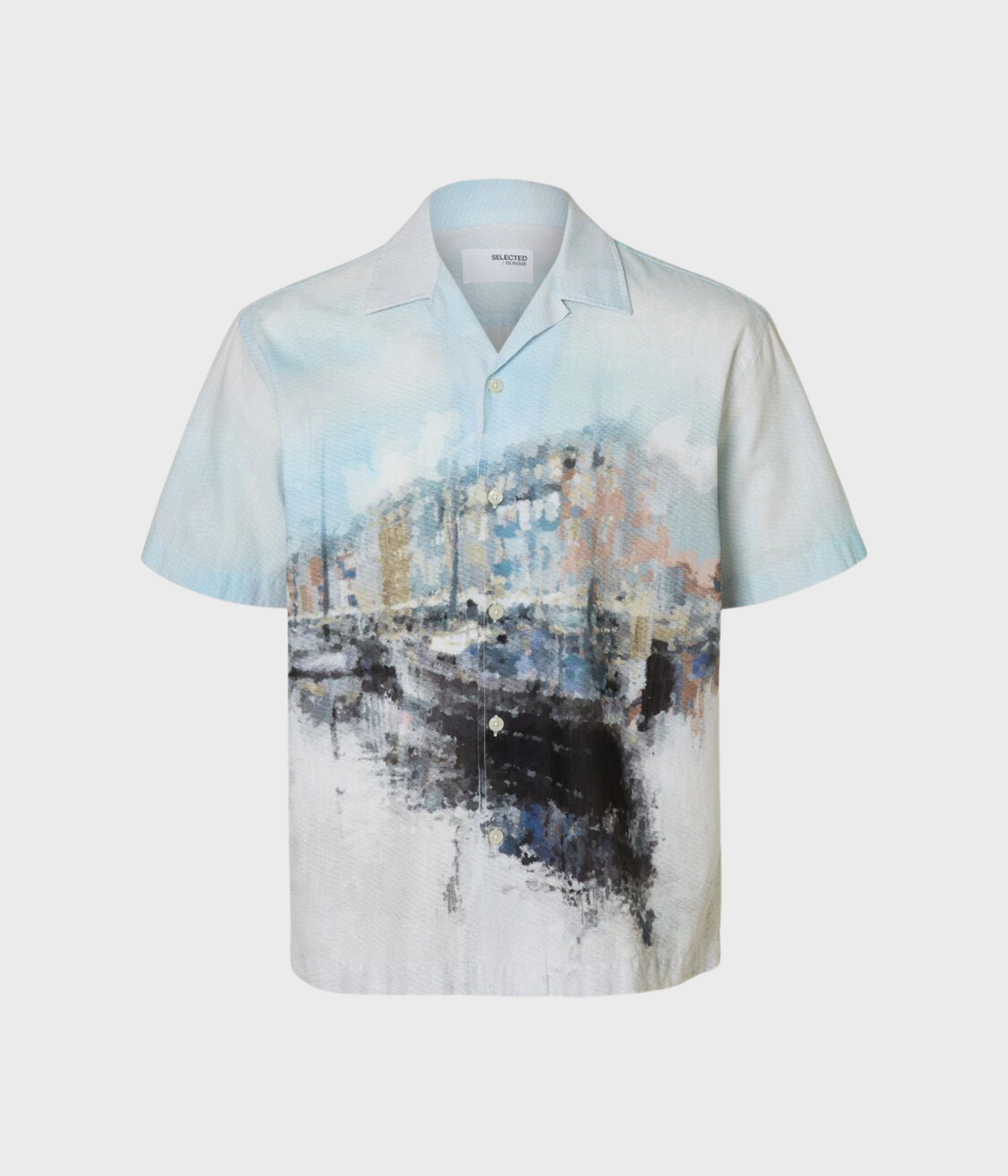 SLHRELAXCARL AOP SS SHIRT (CASHMERE BLUE)