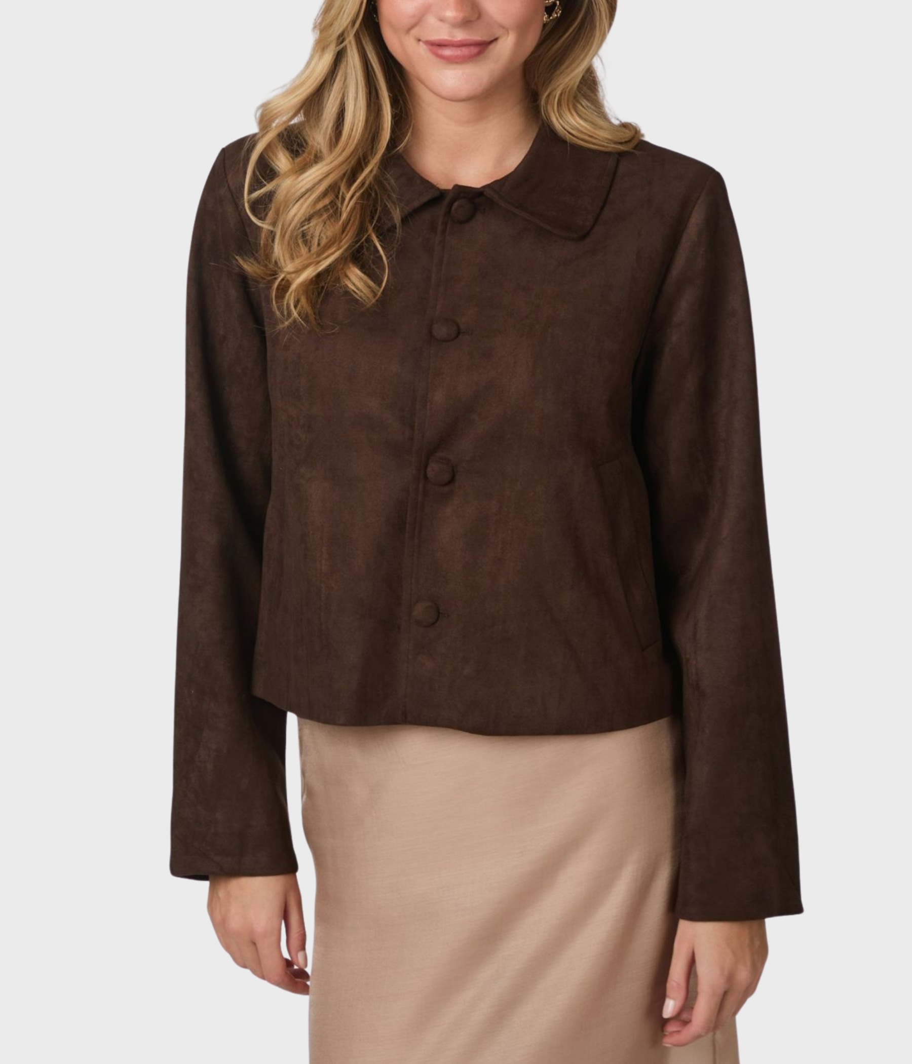 Nilo Faux Suede Jacket (676 DARK BROWN)