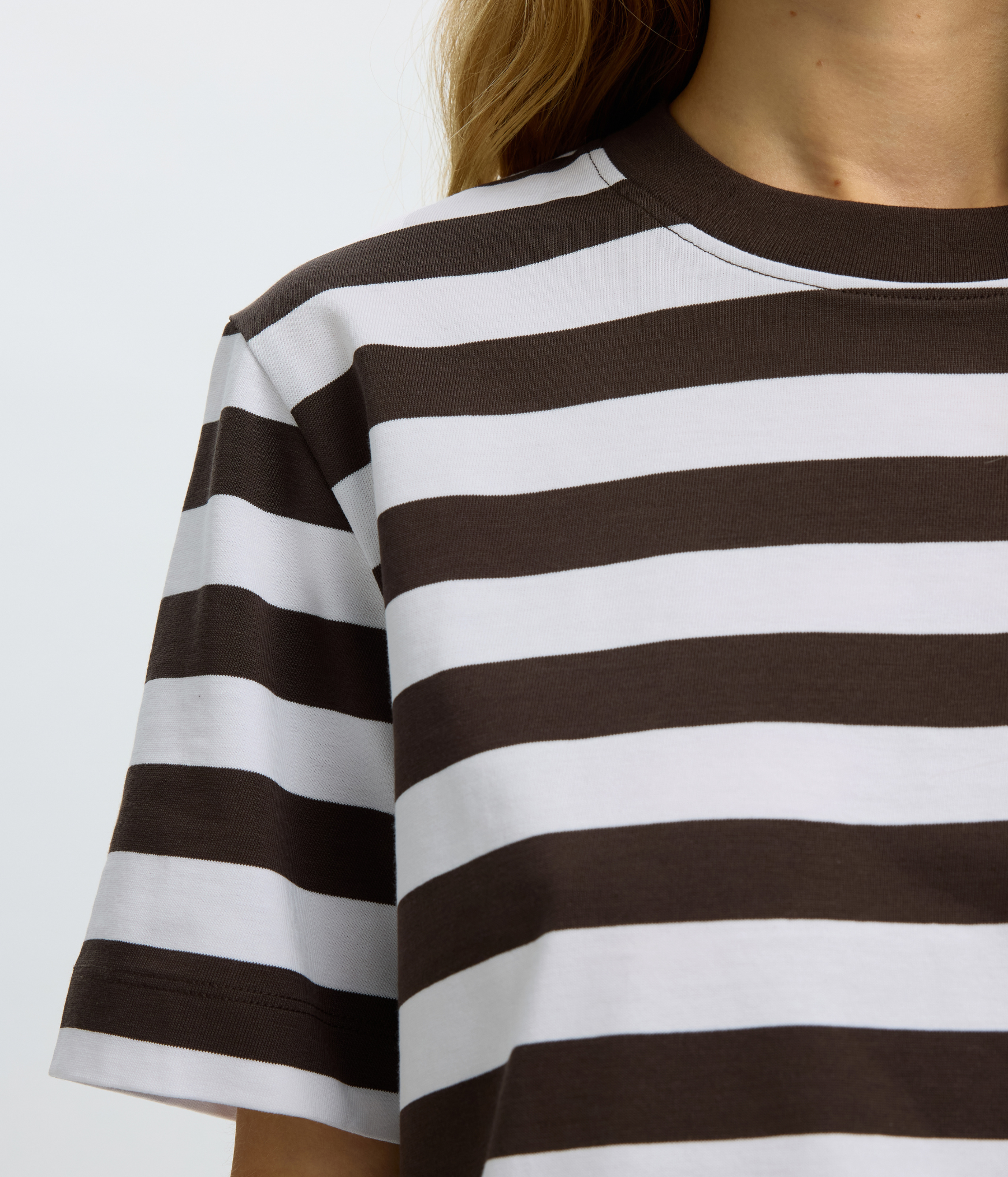 Slfessential Ss Striped Boxy Tee Noos. (Delicioso Stripes:BRIGHT WHITE - WIDE)