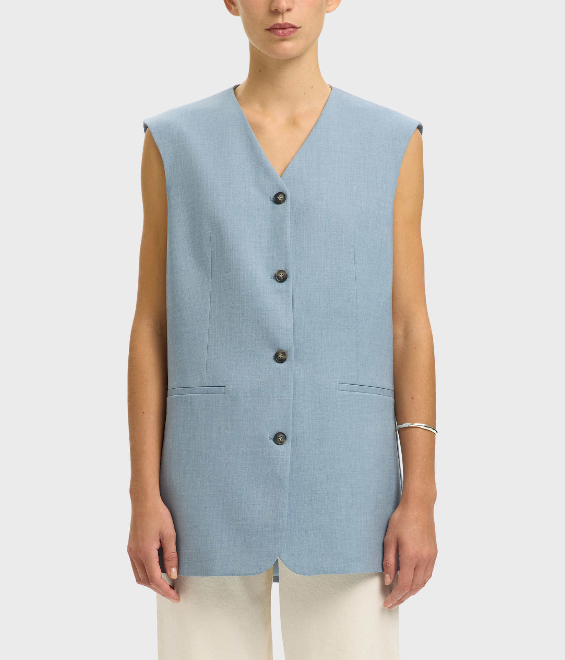 SLFBOXY LISA VEST (Dusty Blue Detail:MELANGE)