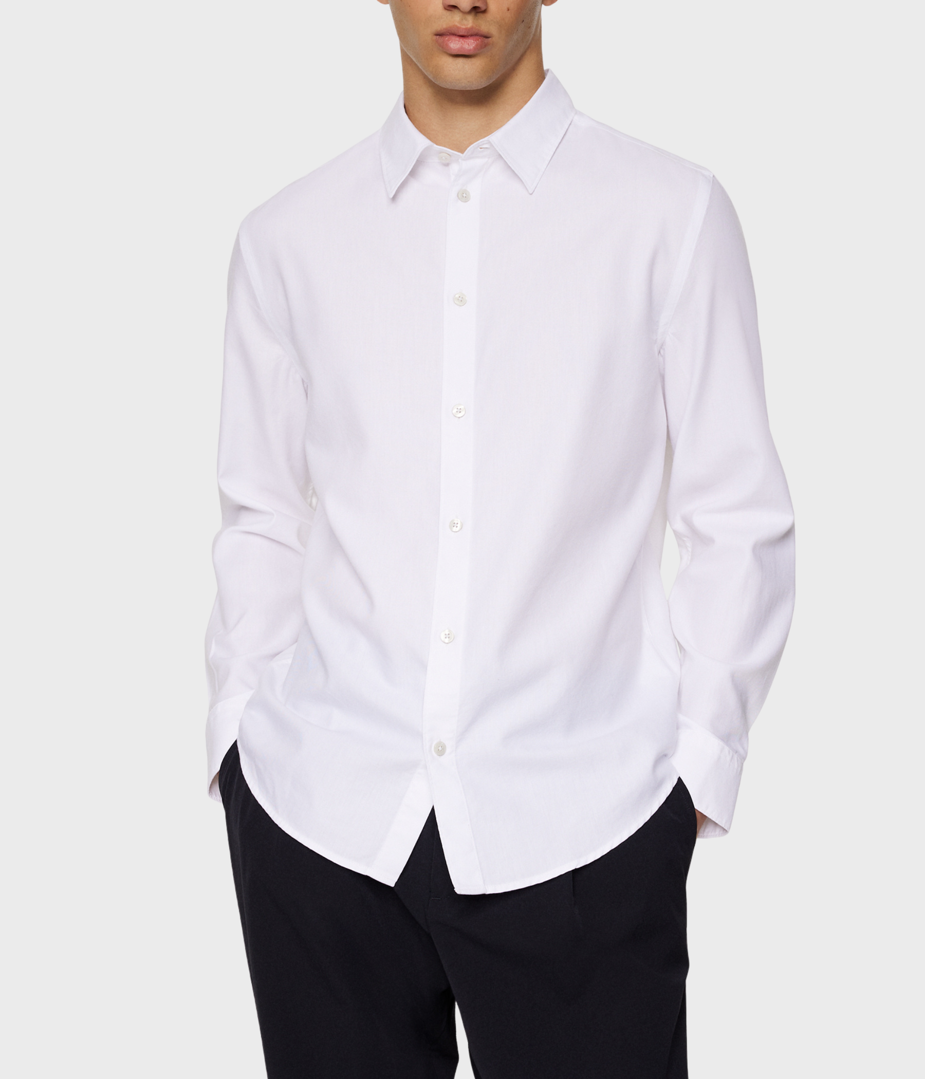 Slim LS Cotton Tencel Shirt (0000 White)