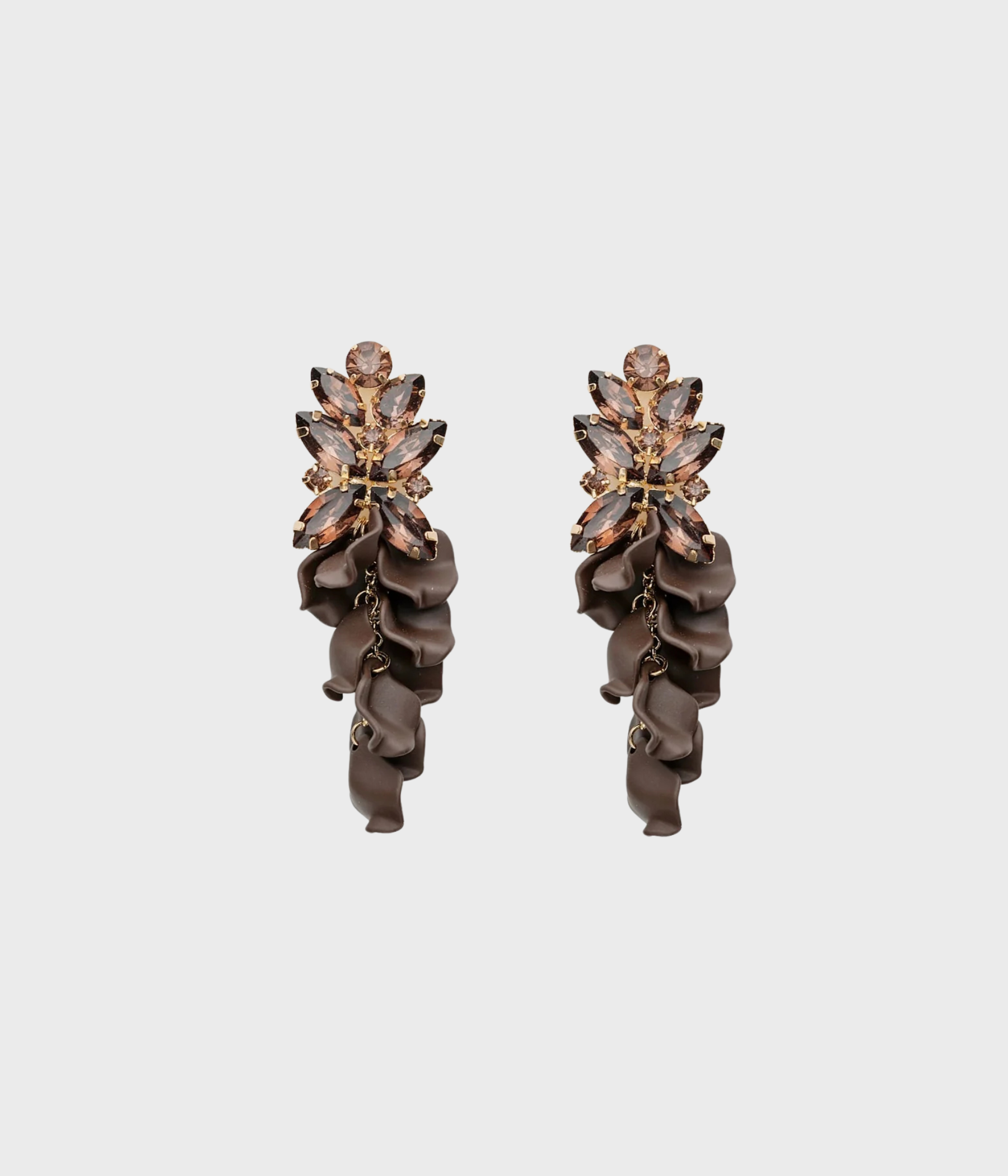 Leaf Big Stone Earrings (Brown)