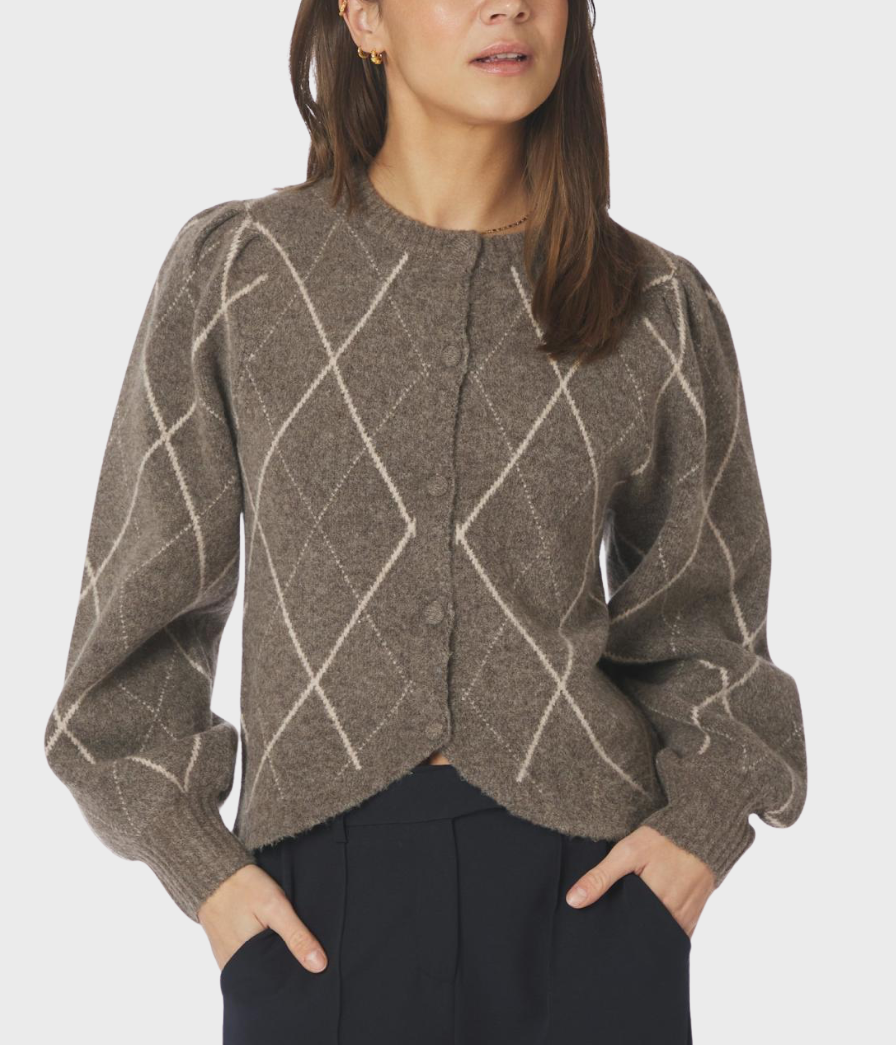 Koteas Check Knit Cardigan (214 Taupe)