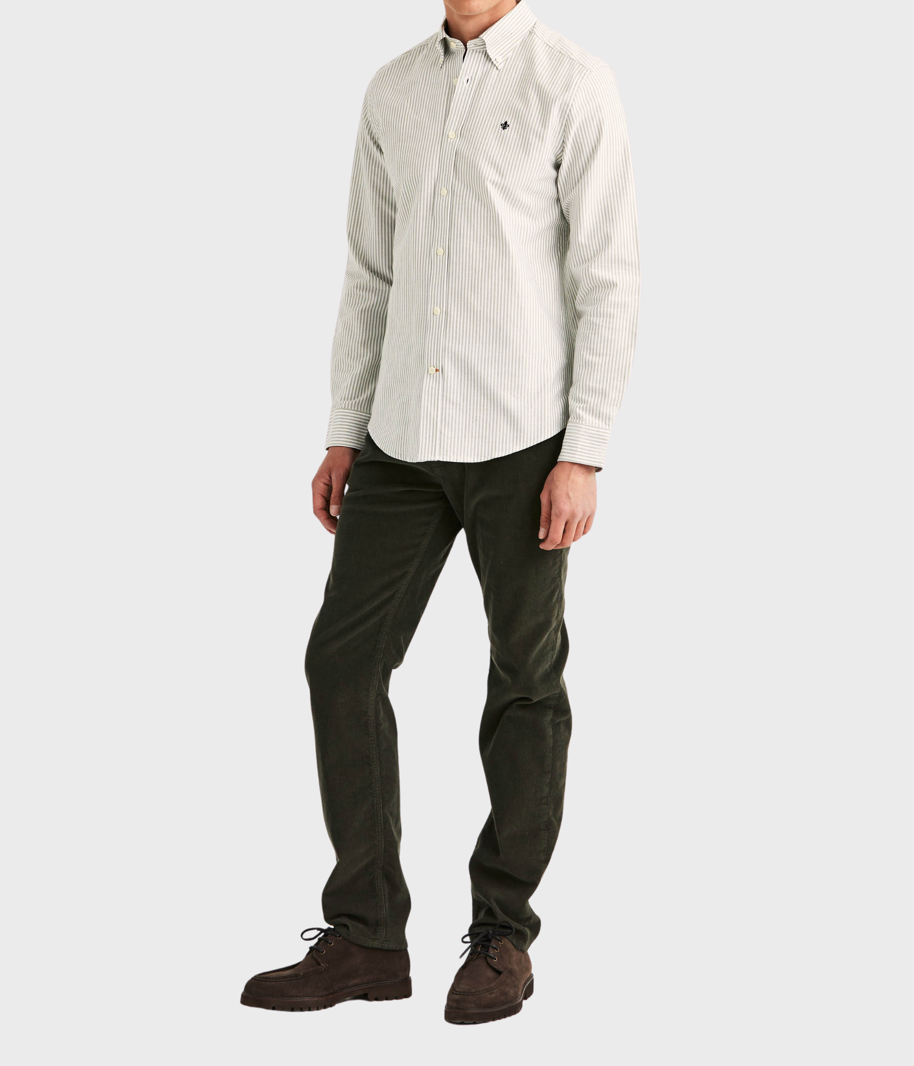 Douglas Oxford Stripe Shirt-Slim Fit (75 Olive)
