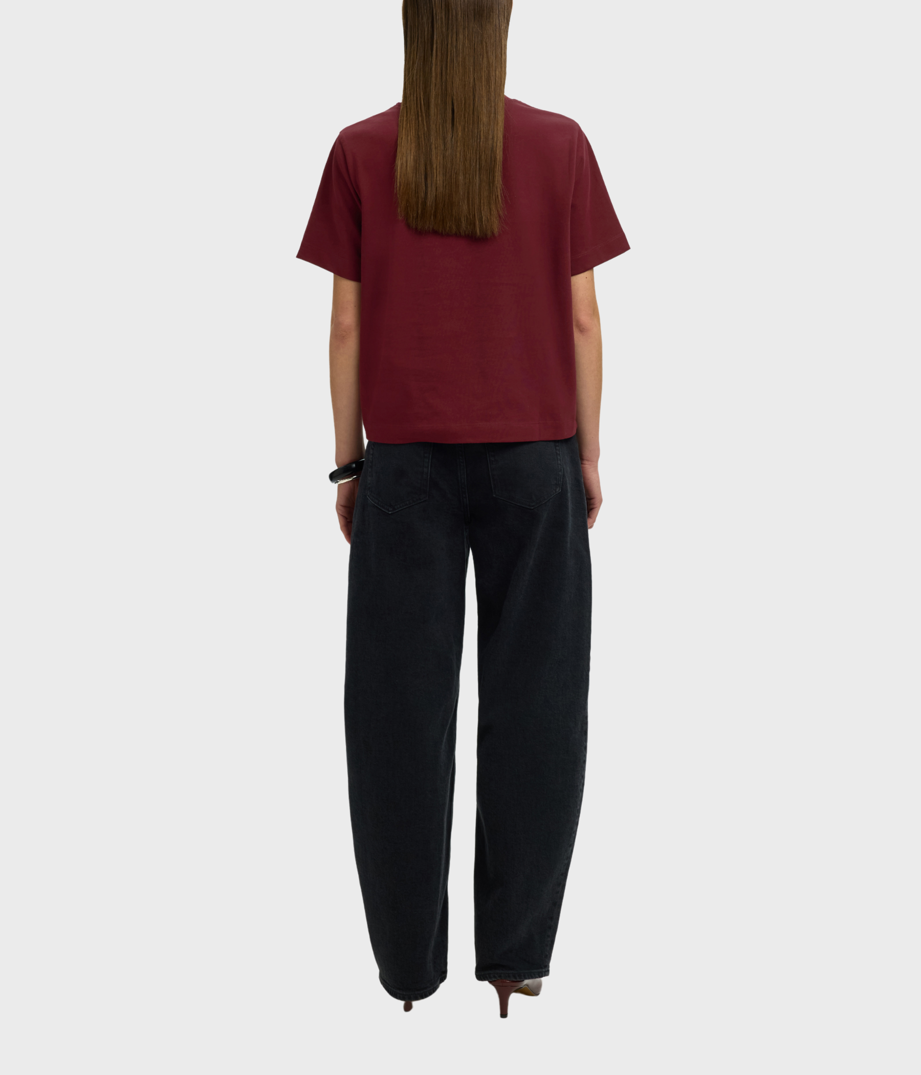 Slfessential Ss Boxy Tee Noos. (Tawny Port)