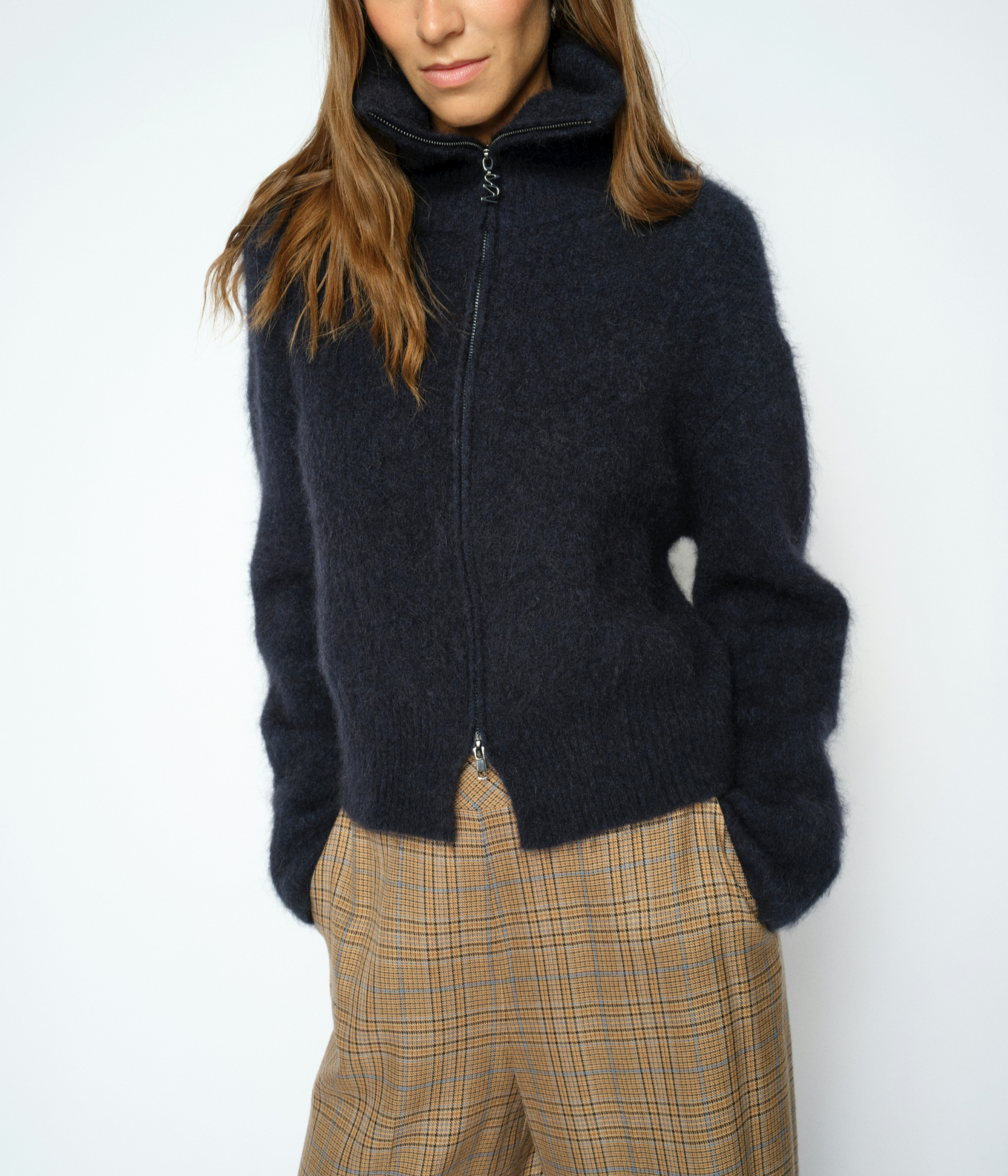 Mmhulda Knit Zip Cardigan (468 Salute Navy)