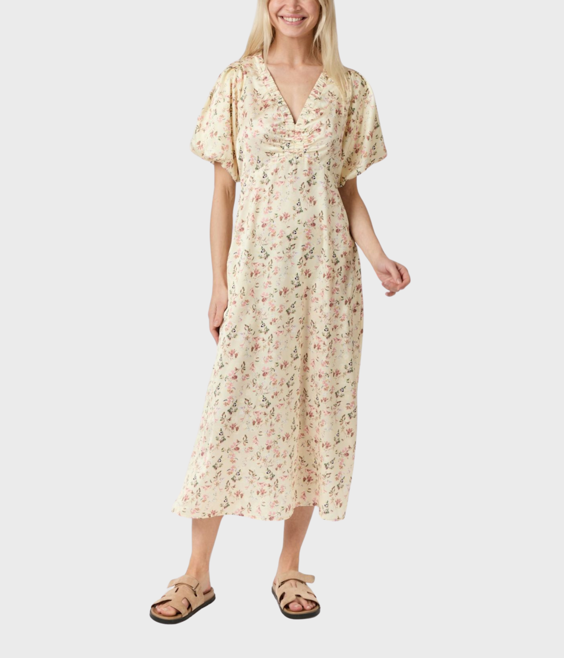 Illana Flower Print Dress (122 creme)