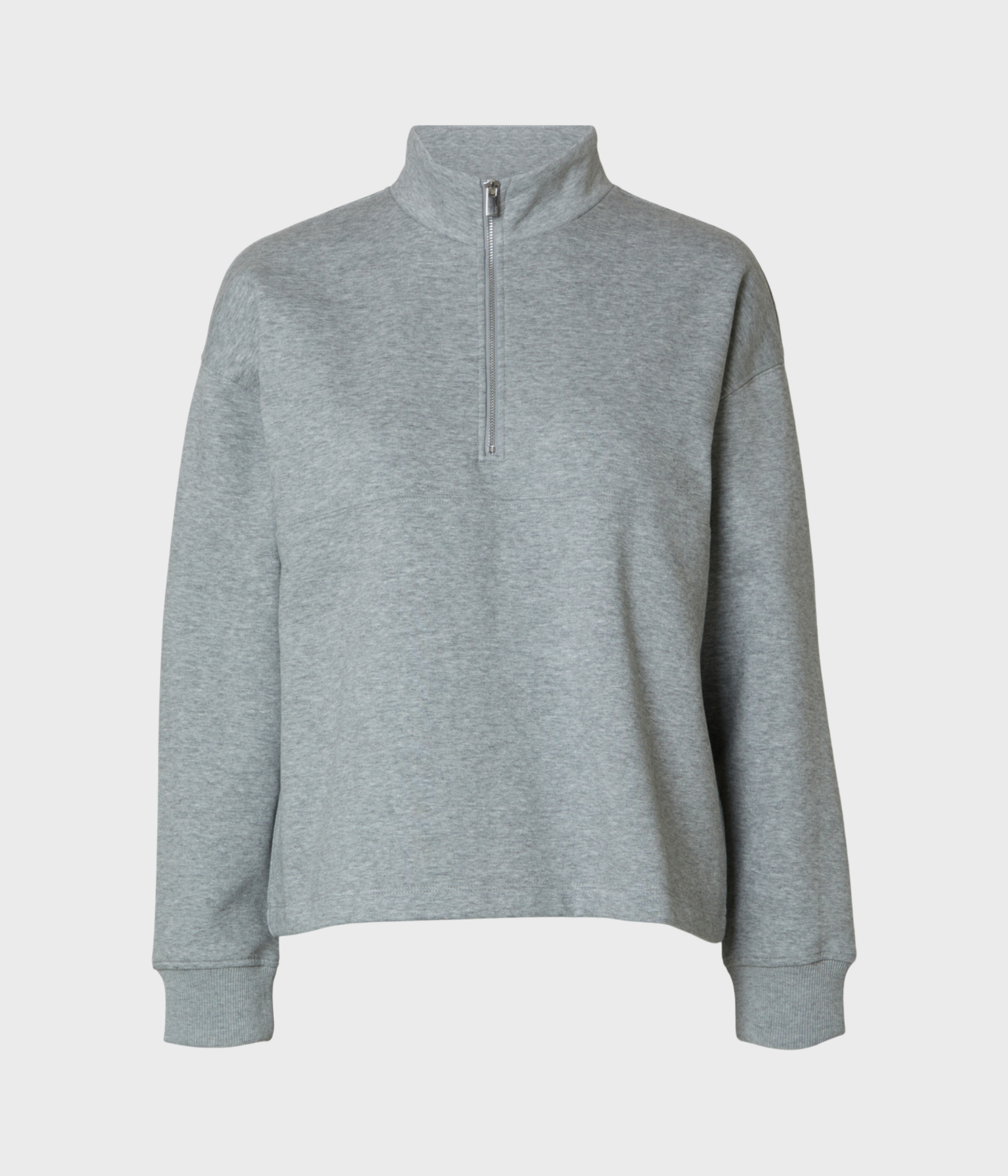 SLFGIA LS ZIPPER SWEAT (Light Grey Melange)