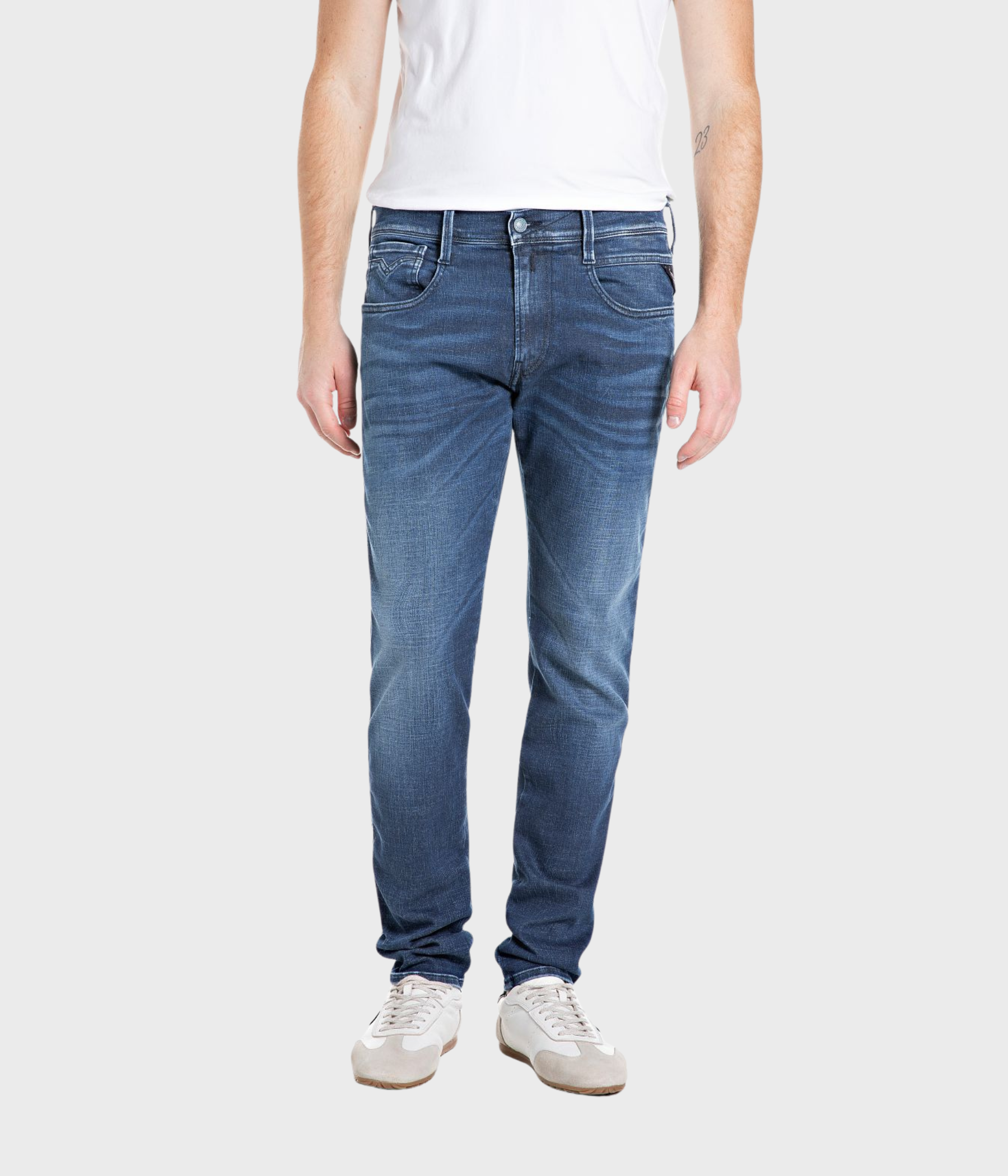 Trousers ANBASS Hyperflex Matrix (009 MEDIUM BLUE medium tone enzymatic stone wash)