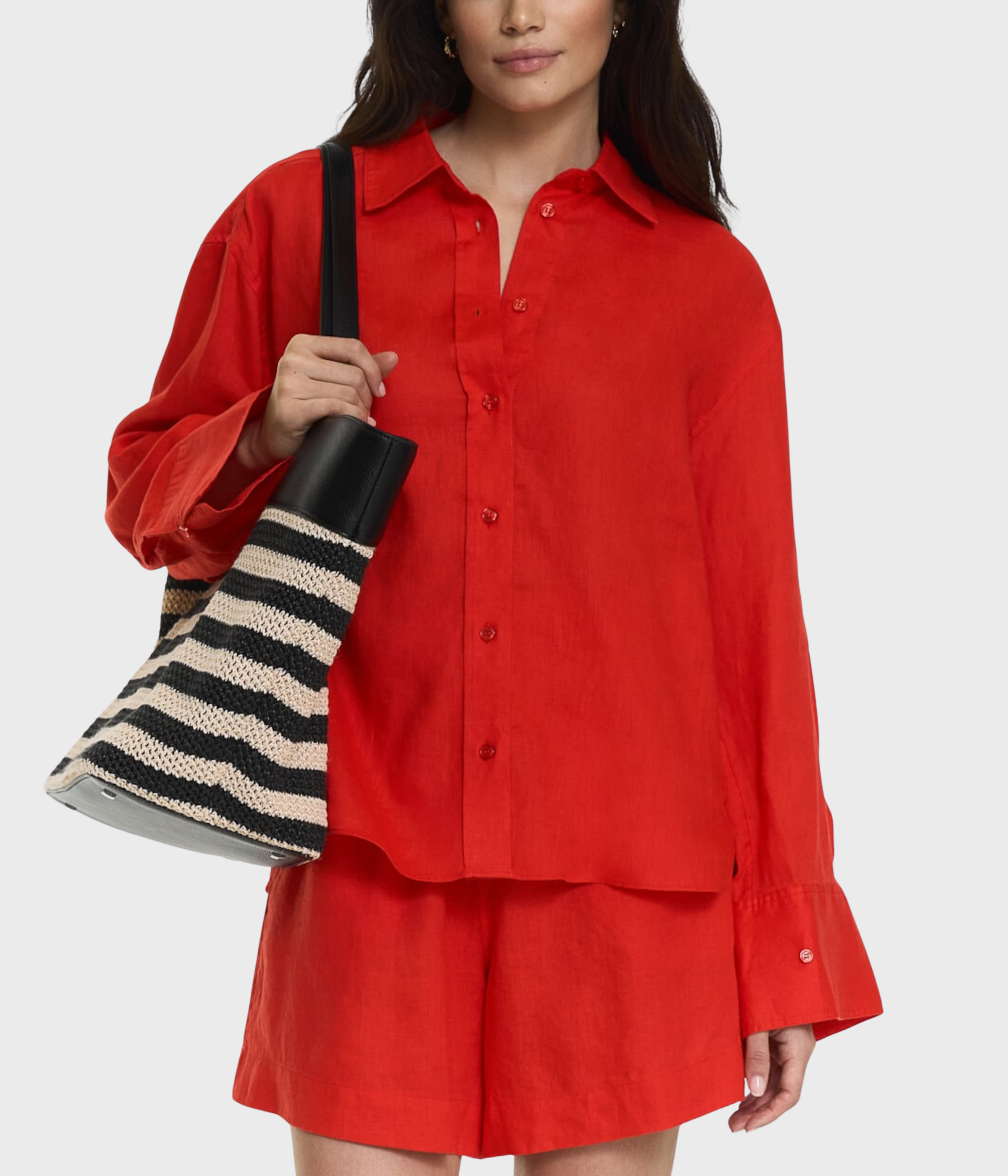 Evianna Linen Shirt (Poppy Red)