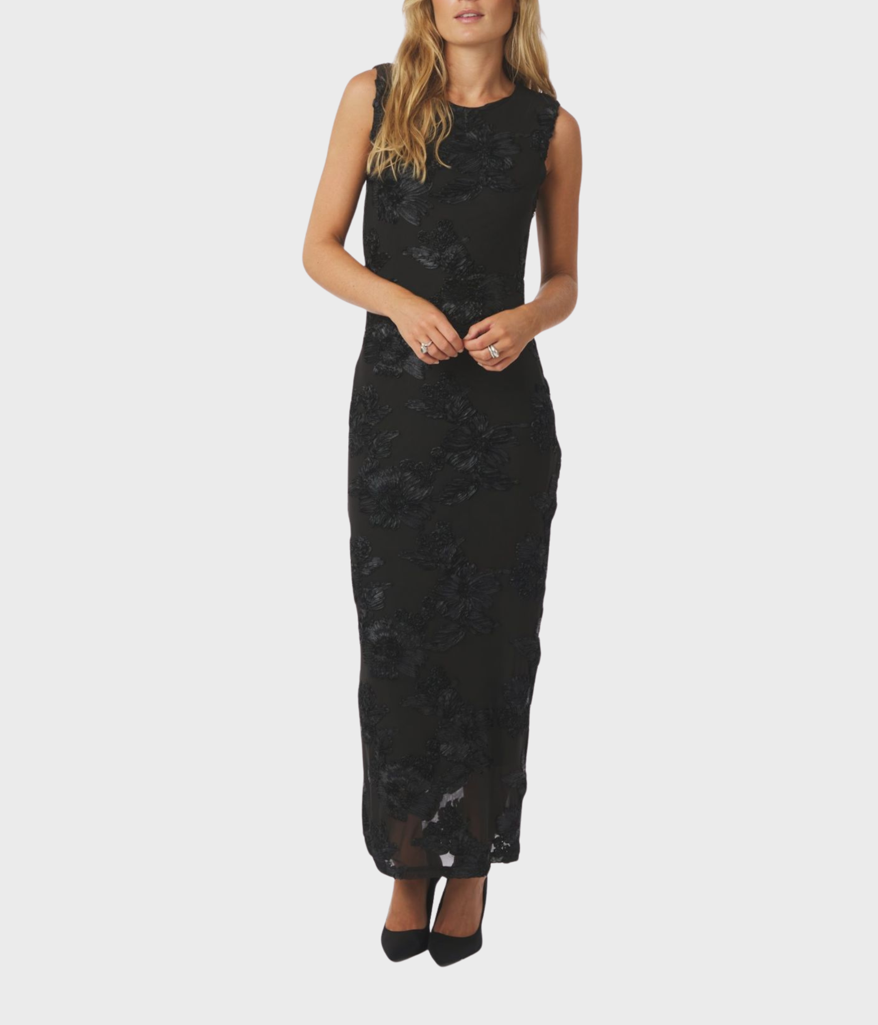 Tiranna Big Flower Mesh Dress (Black)