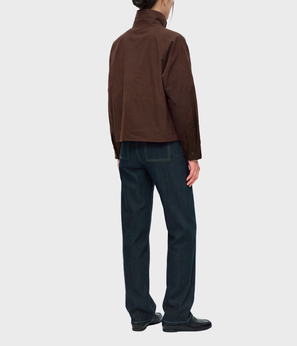 Objorbal L/S Re High Neck Shirt Noos (Seal Brown)