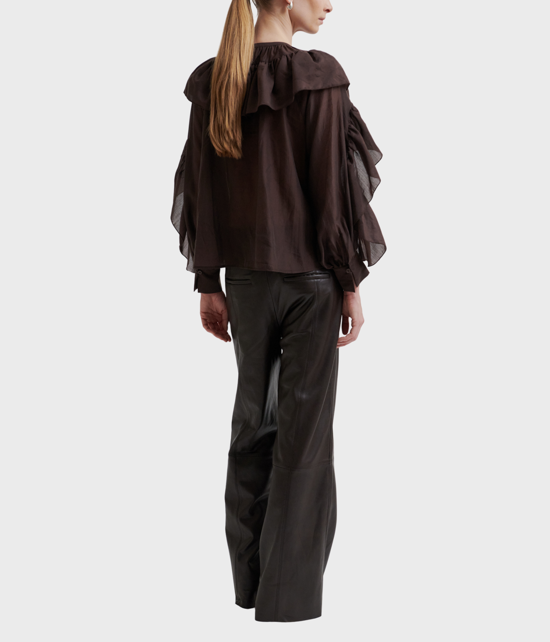Fria Frill Blouse (6021 Chocolate Plum)