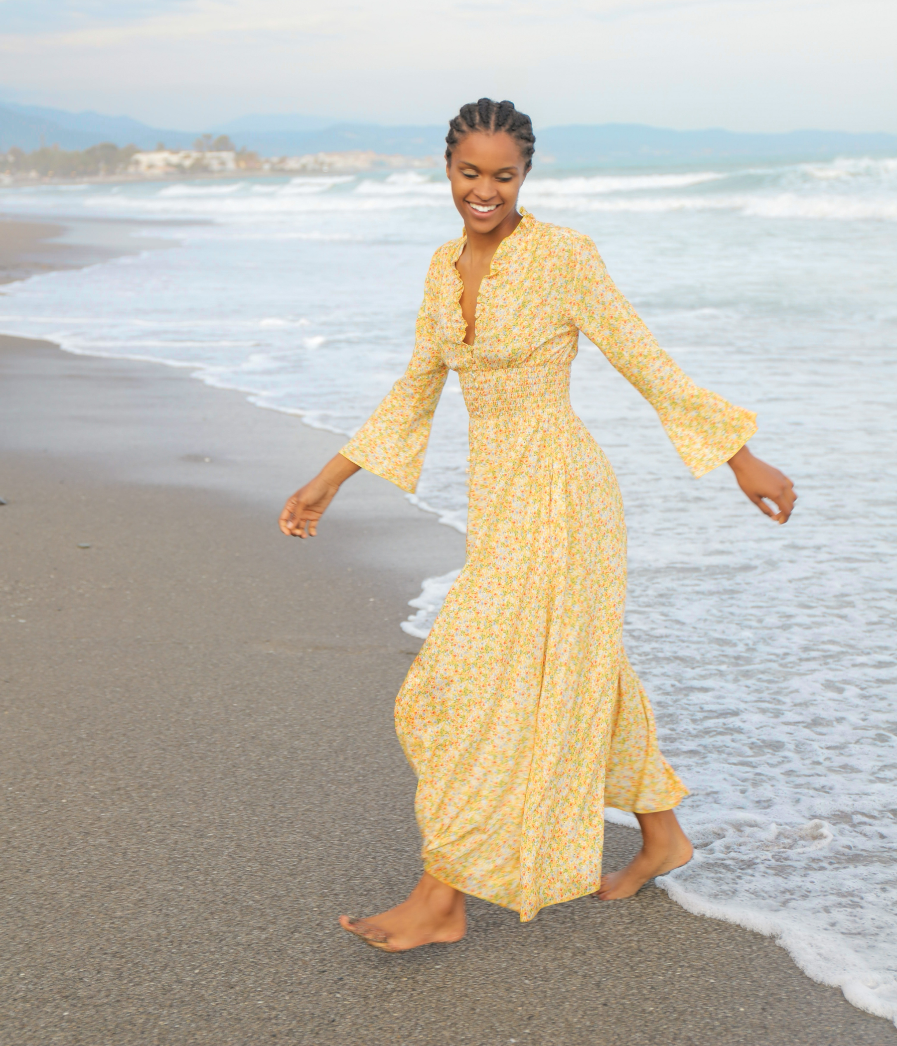 Sally Long Dress (Yellow Flower)