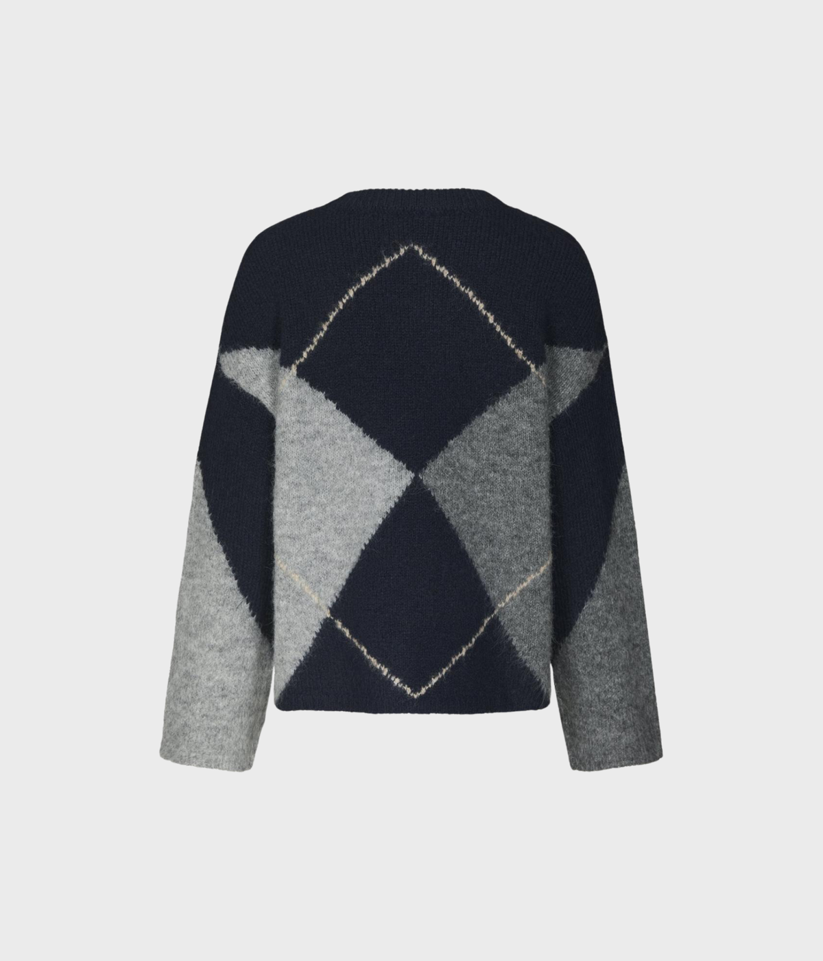 Inga Check Fluff Knit Blouse (141 Navy)