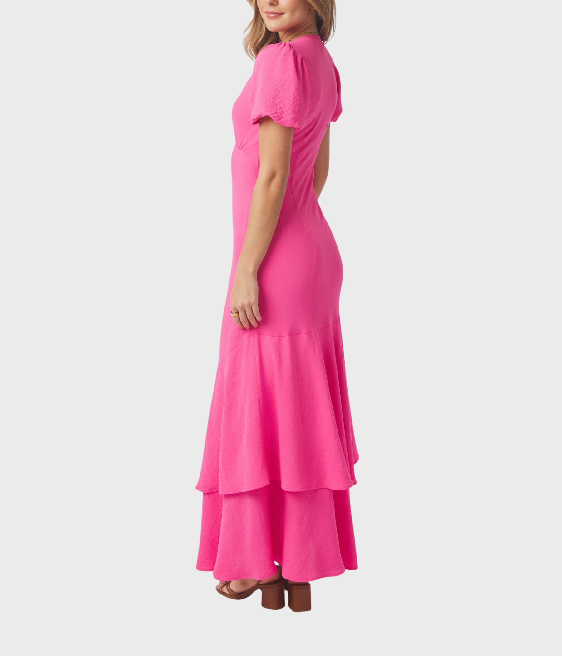 Dariah Structure Solid Dress (170 Pink)