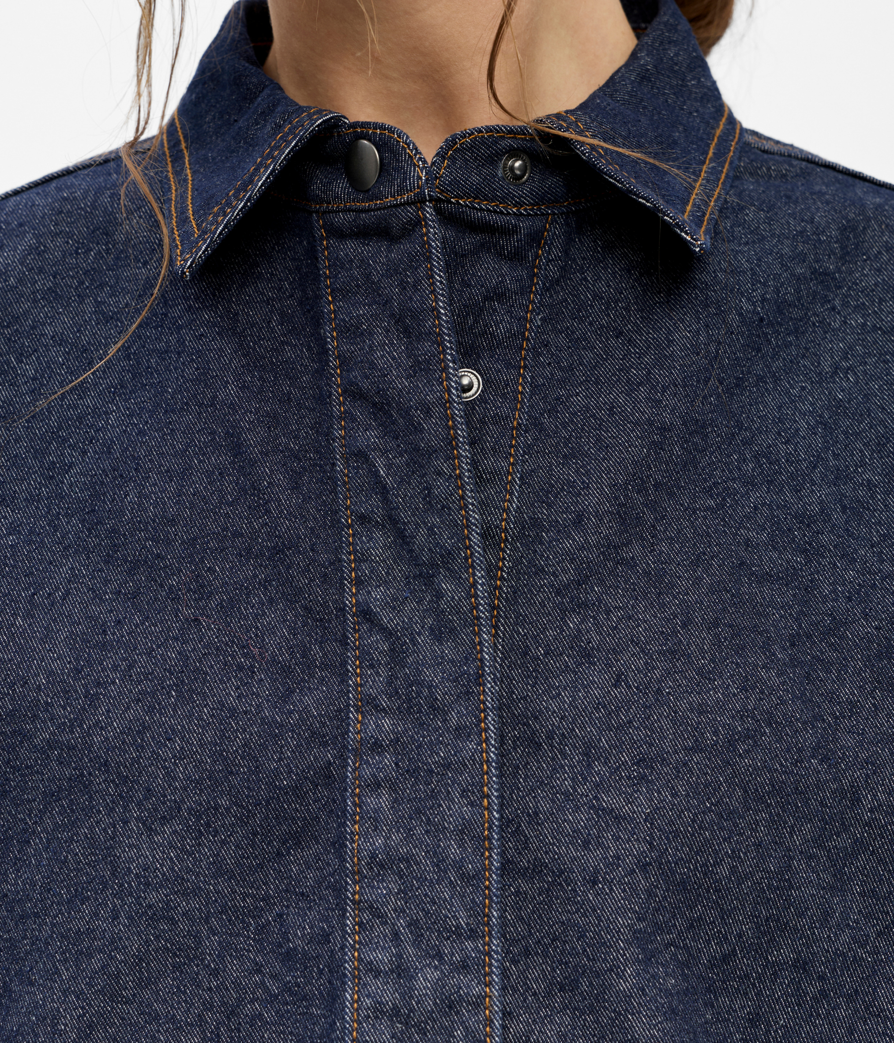 Objsole Mae L/S Lo Denim Shirt Noos (Dark Blue Denim Detail:Rinse wash)