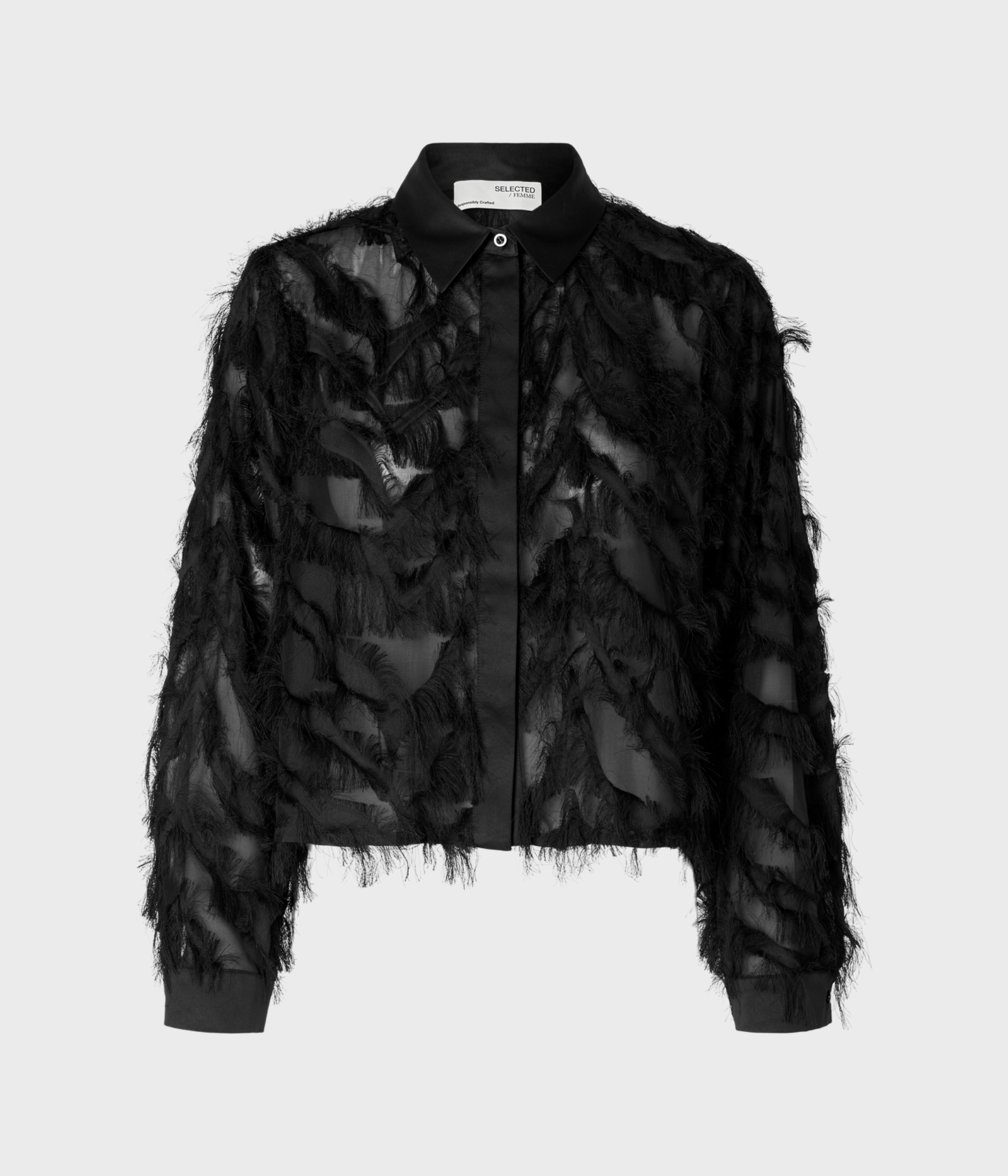 SLFMYLINE LS FLUFFY CROPPED SHIRT B (Black)